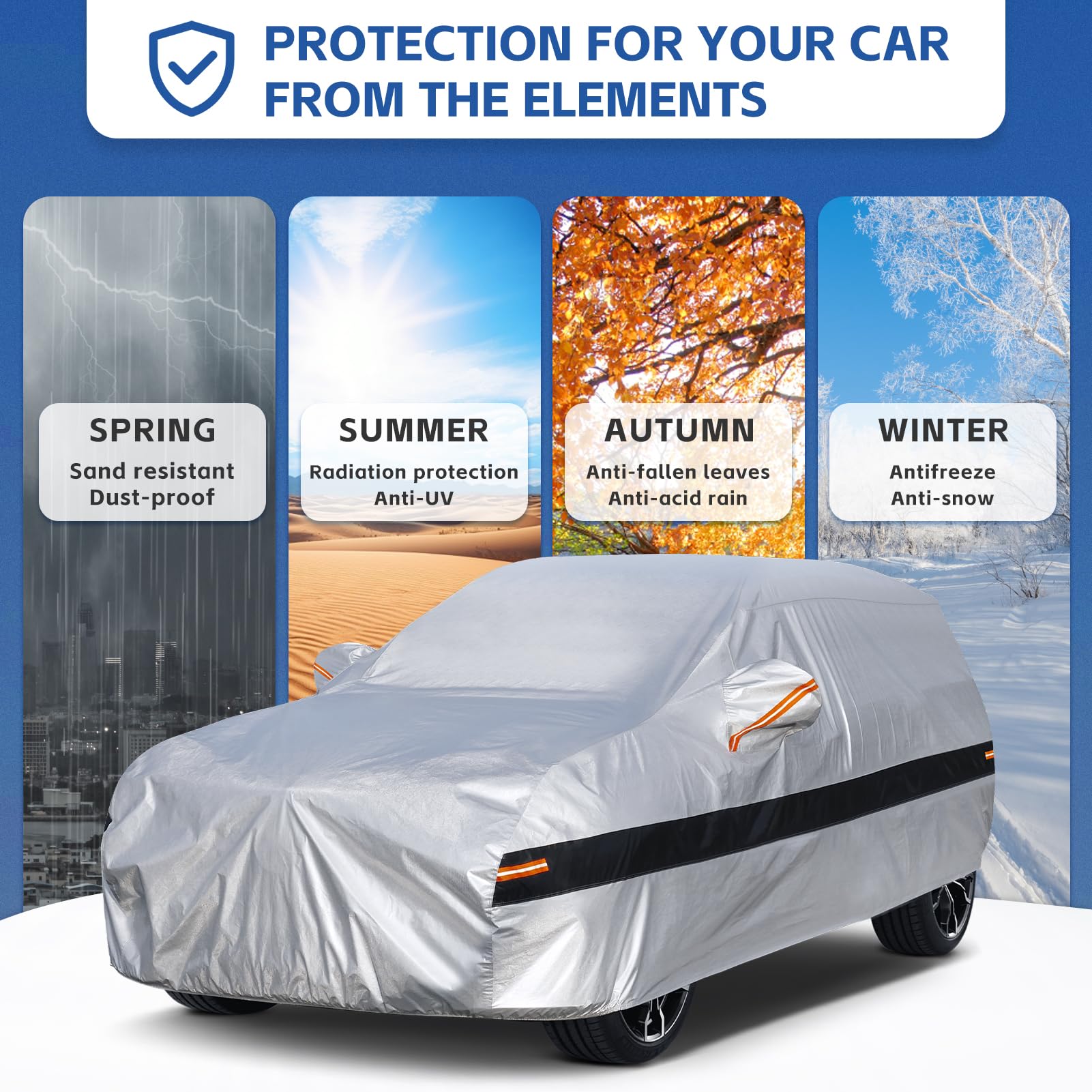 Holthly 10 Layers SUV Car Cover Custom Fit for Toyota RAV4 (2005-2024) Waterproof All Weather for Automobiles, Full Cover Sun UV