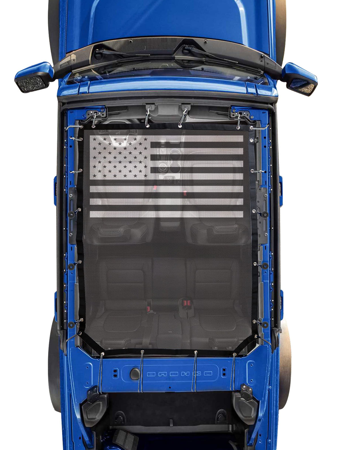 Sukemichi Sunshade For Ford Bronco,Mesh Sun Shade Bikini Top Cover Bimini Top For Ford Bronco Accessories 2021 2022 2023 2024 2025 4 Door - Blocks Uv, Wind, Noise, (Flag)