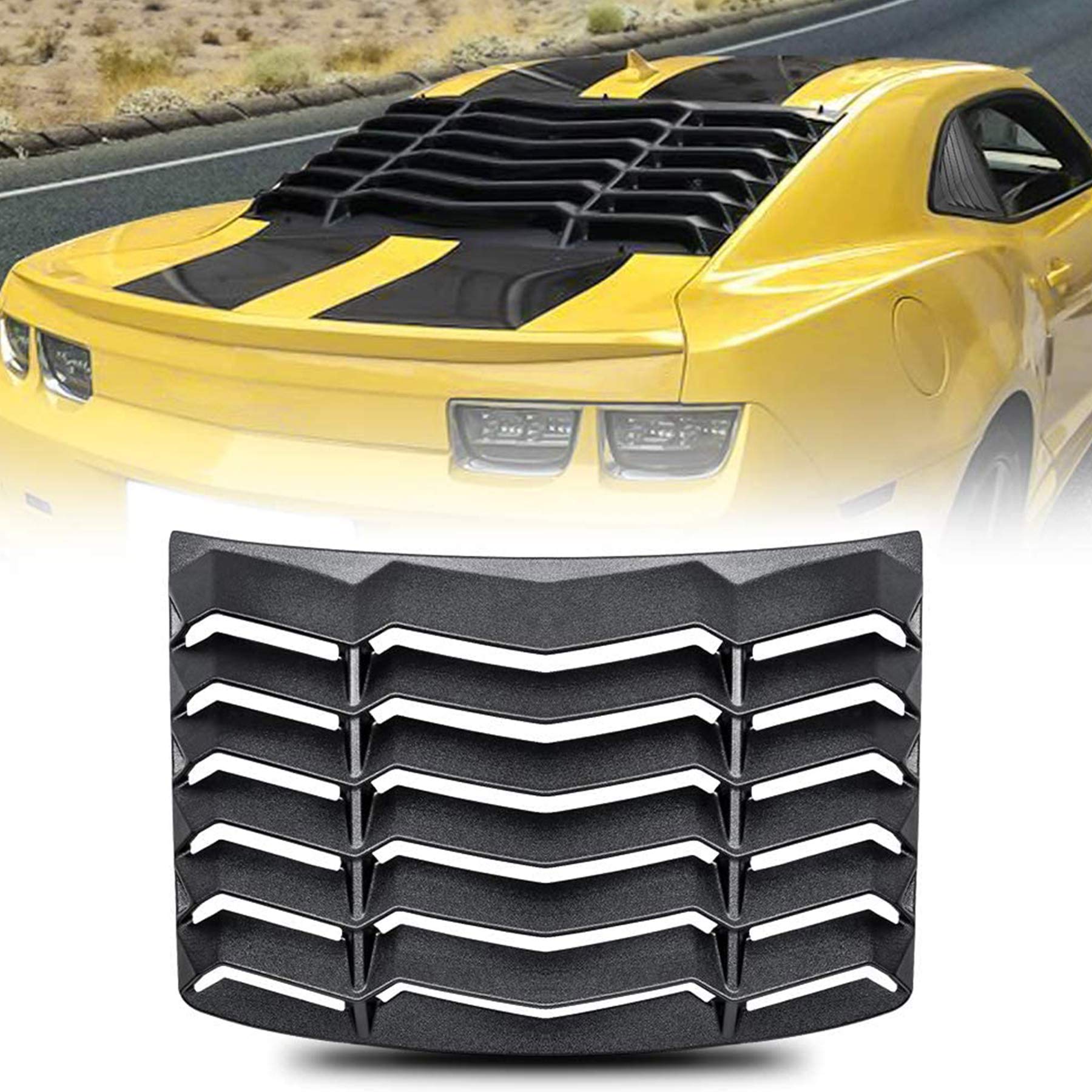 Cumart 2010-2015 Rear Window Louvers Windshield Sun Shade Cover Lambo Style Matte Black Compatible With Chevy Camaro 2010 2011 2