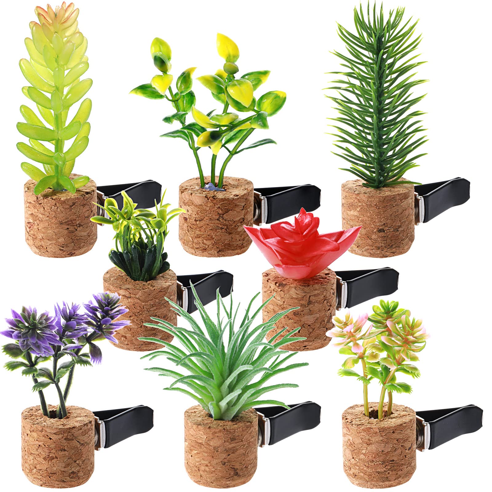 8 Pieces Artificial Plant Air Vent Clips Succulents With Essential Oil Mini Sprayer Car Plant Vent Decor Cute Plant Vent Clip Air Freshener For Car Air Vent Decorations Accessories (Classic Style)