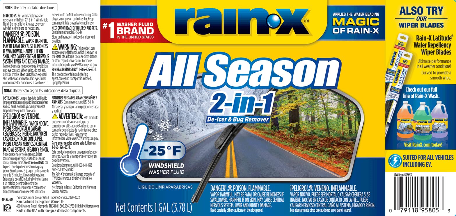 Rain-X All Season 2-In-1 Windshield Washer -25F - 1 Gallon
