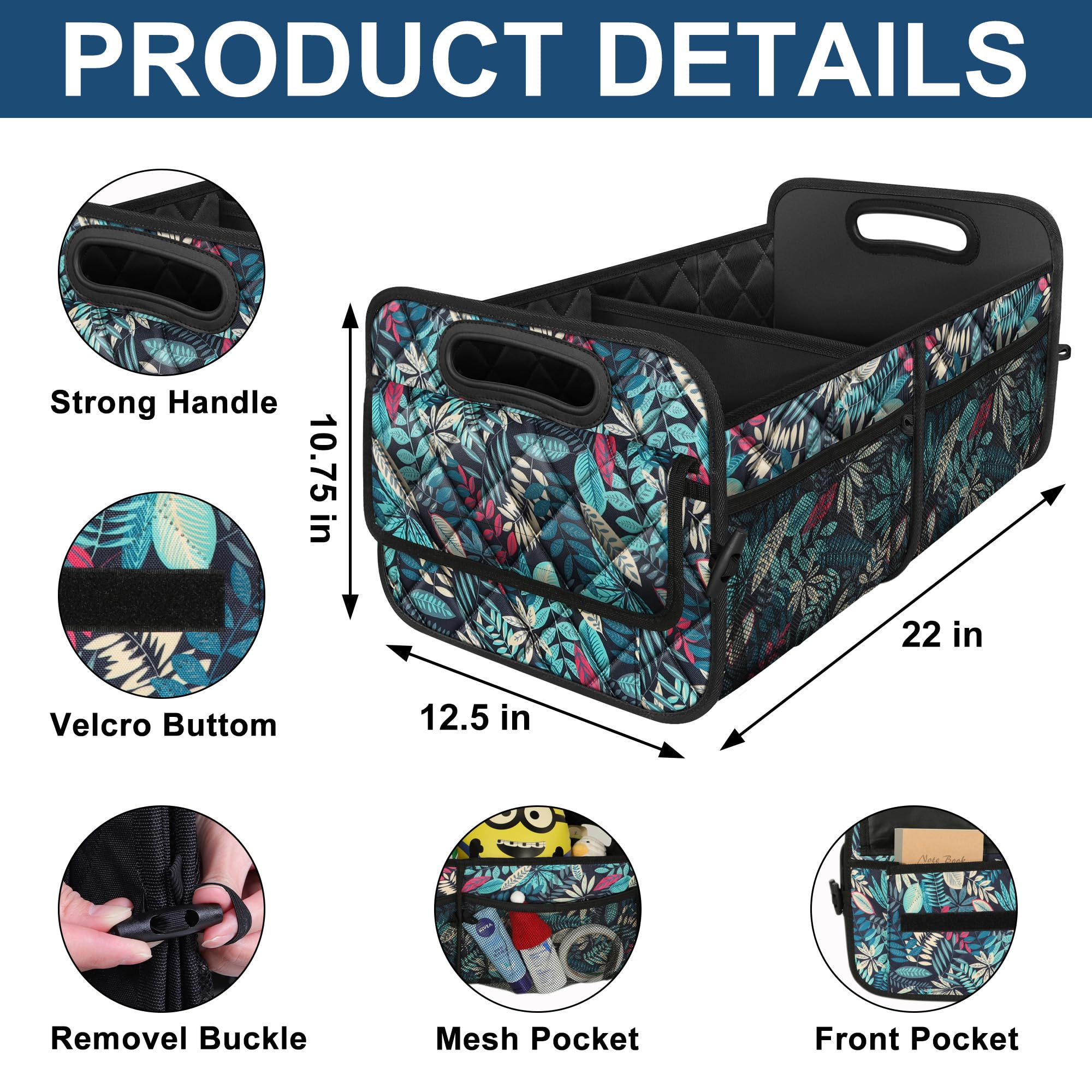 Deosk Car Trunk Organzier For Suv,Car Organziers And Storage With 6 Big Pocket,Car Accessories Women/Men 50L Waterproof Polyeste