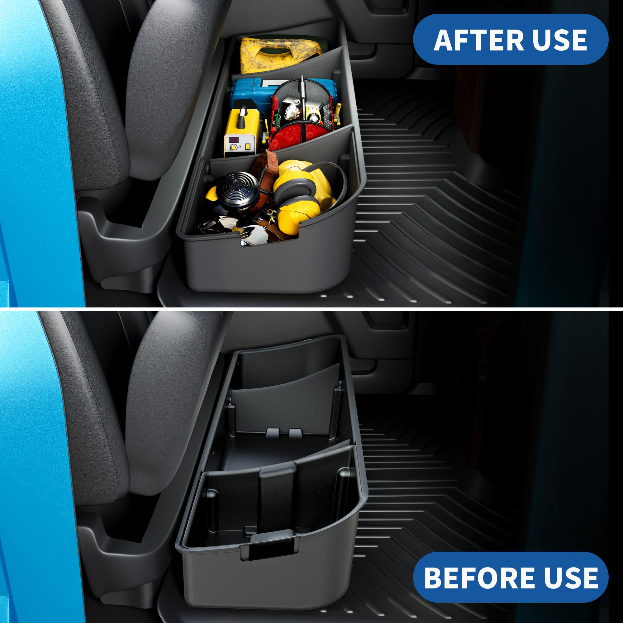 Oedro Under Seat Storage Fit For 2015-2025 Ford F-150 F150 Supercrew/Crew Cab, 2017-2024 F-250/F-350/F-450/F-550 Super Duty, Upg