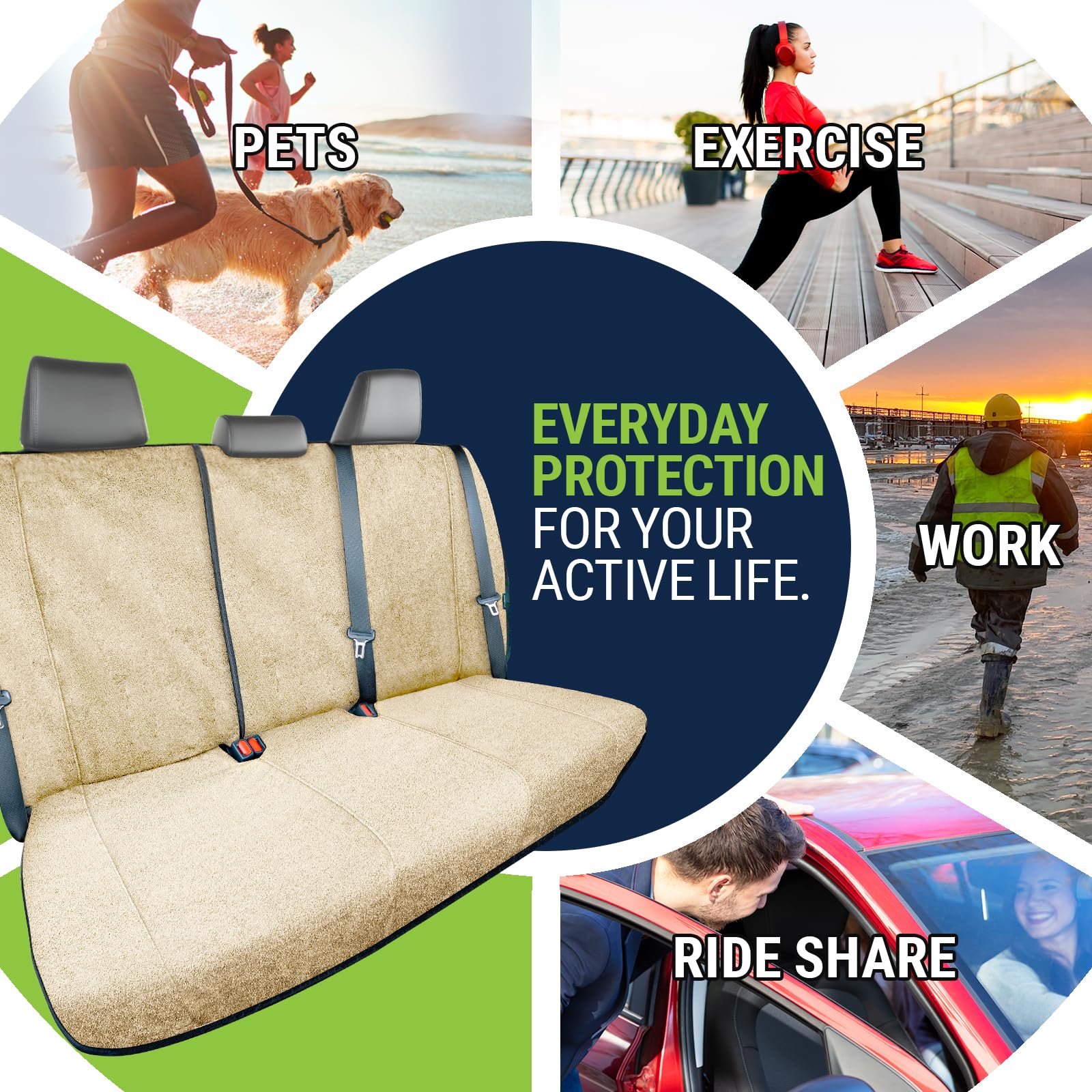 Season Guard Back Seat Towel Seat Cover For Cars; Great For After Gym Workouts, Dogs, And Outdoor Activities; Universal Fit For