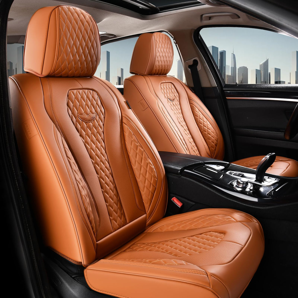Coverado Seat Covers,Waterproof Seat Covers Front Seats, Brown Car Seat Cover, Luxury Front Car Seat Covers Leather Car Seat Pro