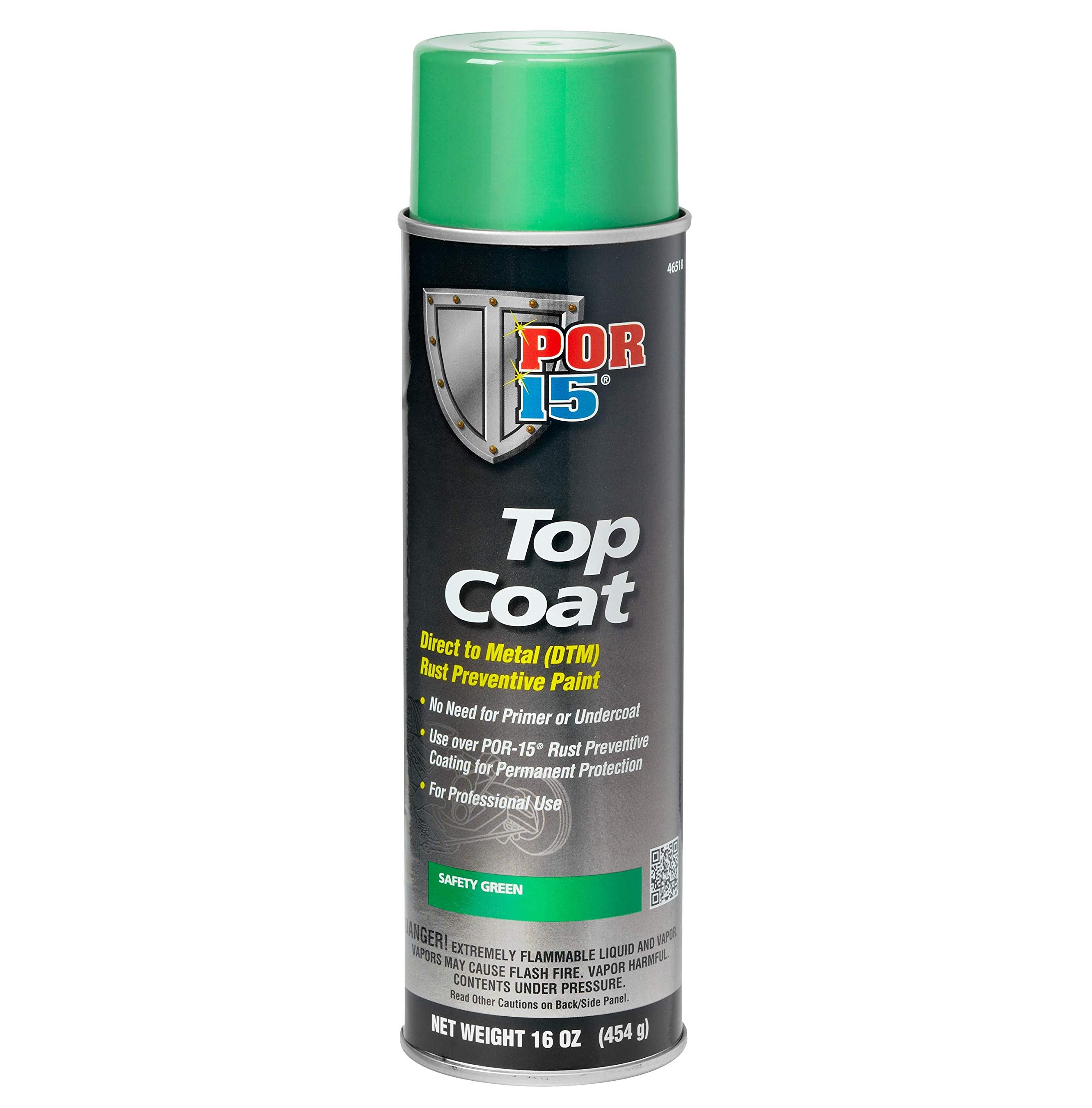 Por-15 Top Coat Spray Paint, Direct To Metal Paint, Long-Term Sheen And Color Retention, 16 Fluid Ounces, Safety Green