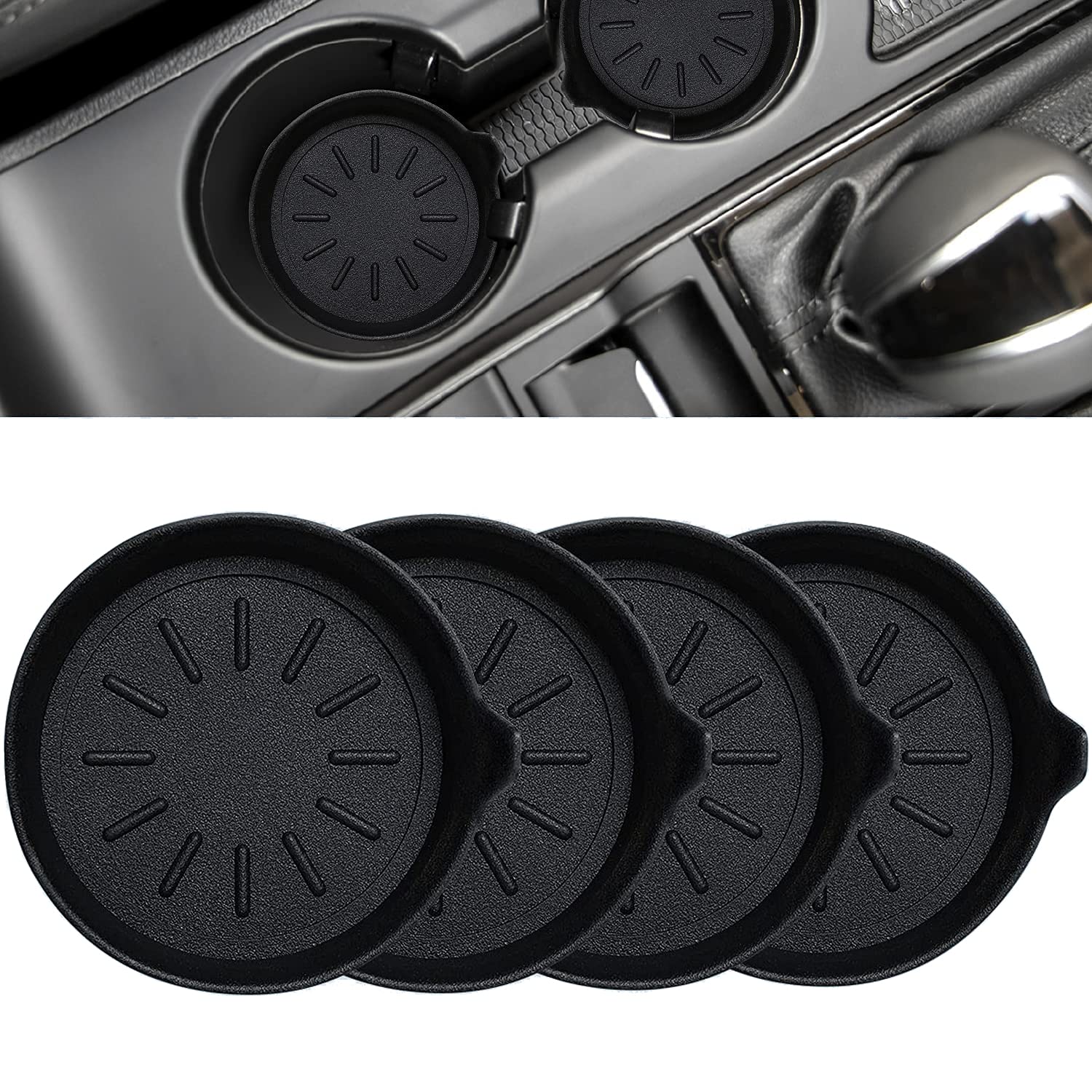 Leoray Car Coasters For Cup Holder Silicone Car Cup Holder Coasters (4 Pack Original)