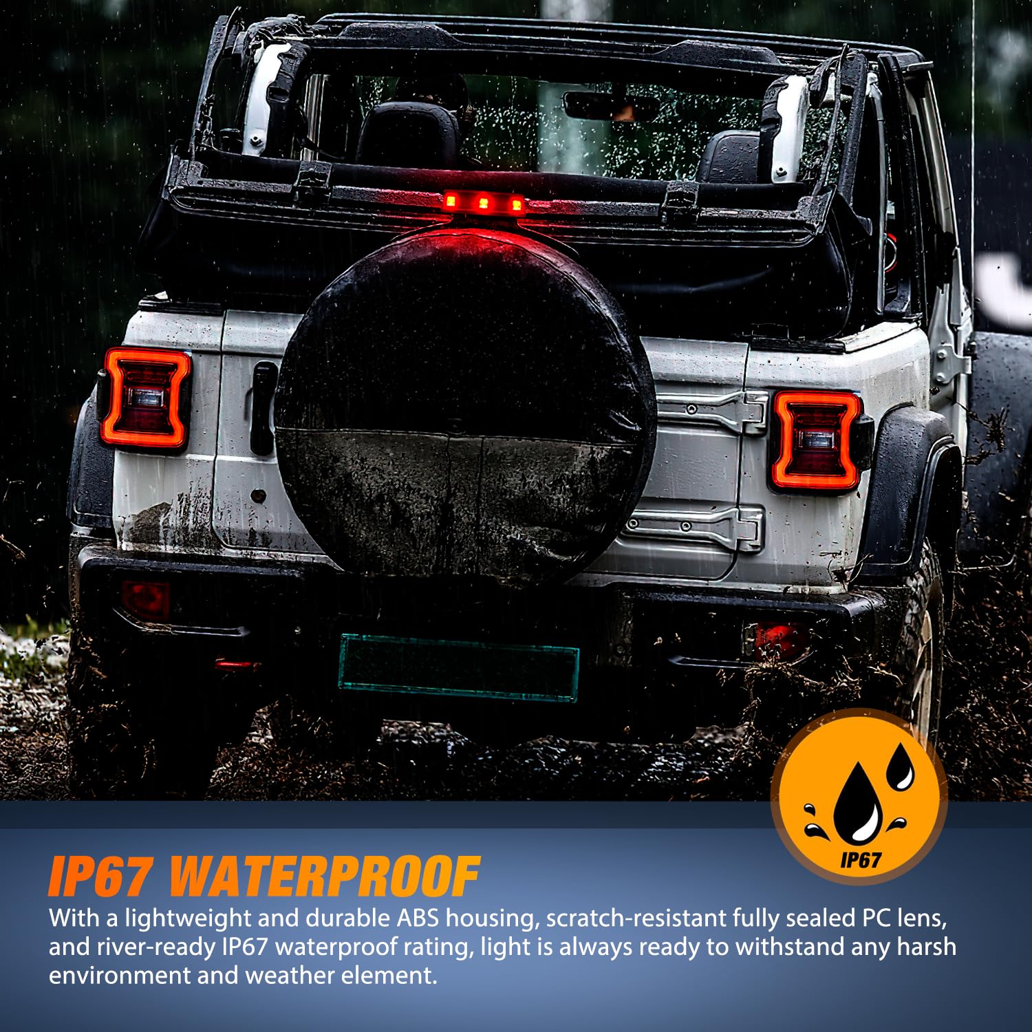 Nilight Third Brake Light Tail High Mount Stop Upgrade 3Rd Stop Lights Replacement For Jeep Wrangler Jl Jlu 2018-2023