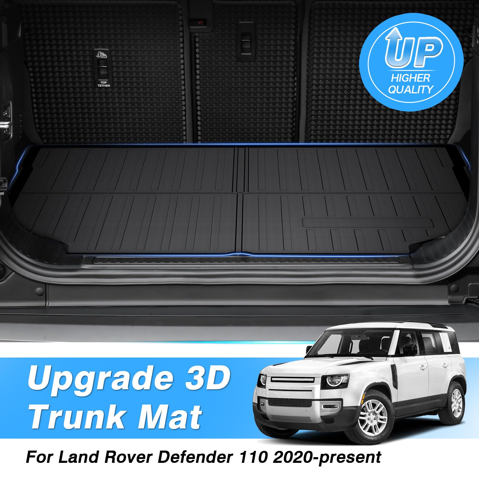 Powerty Trunk Mat For 2020-2025 Land Rover Defender 110 Accessories Cargo Mats Tpe All Weather Cargo Liner Heavy-Duty Trunk Line
