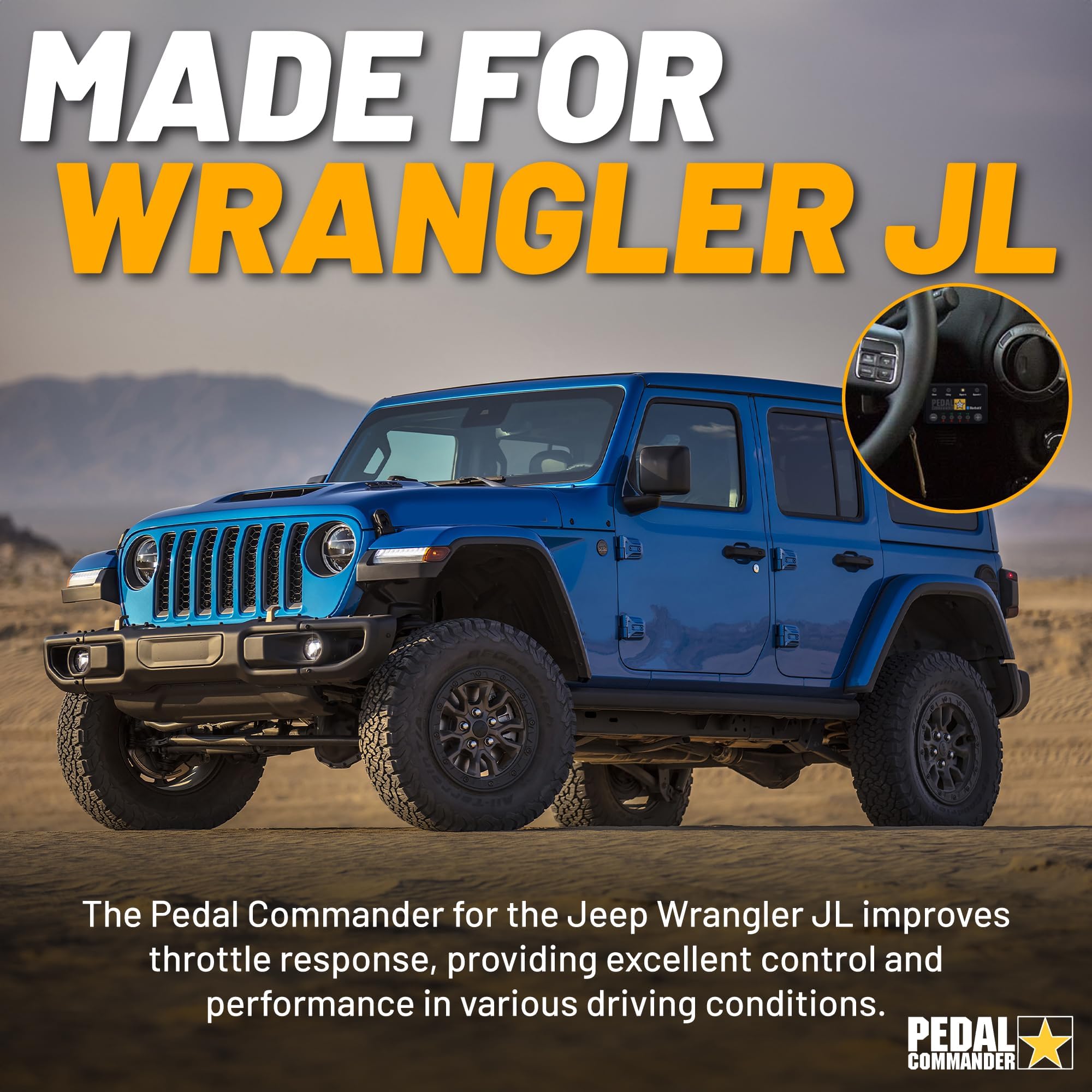Pedal Commander For Jeep Wrangler Jl 2018-2025 Throttle Response Controller - 36 Drive 4-Mode, Plug&Play, Bluetooth, Anti-Theft