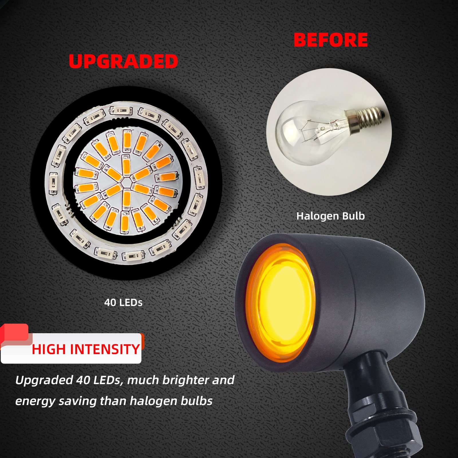 FATECIM 2X Motorcycle LED Bullet Tail Lights Turn Signals Running Brake Light Heavy Duty Motorbike Rear Blinker Indicators for B