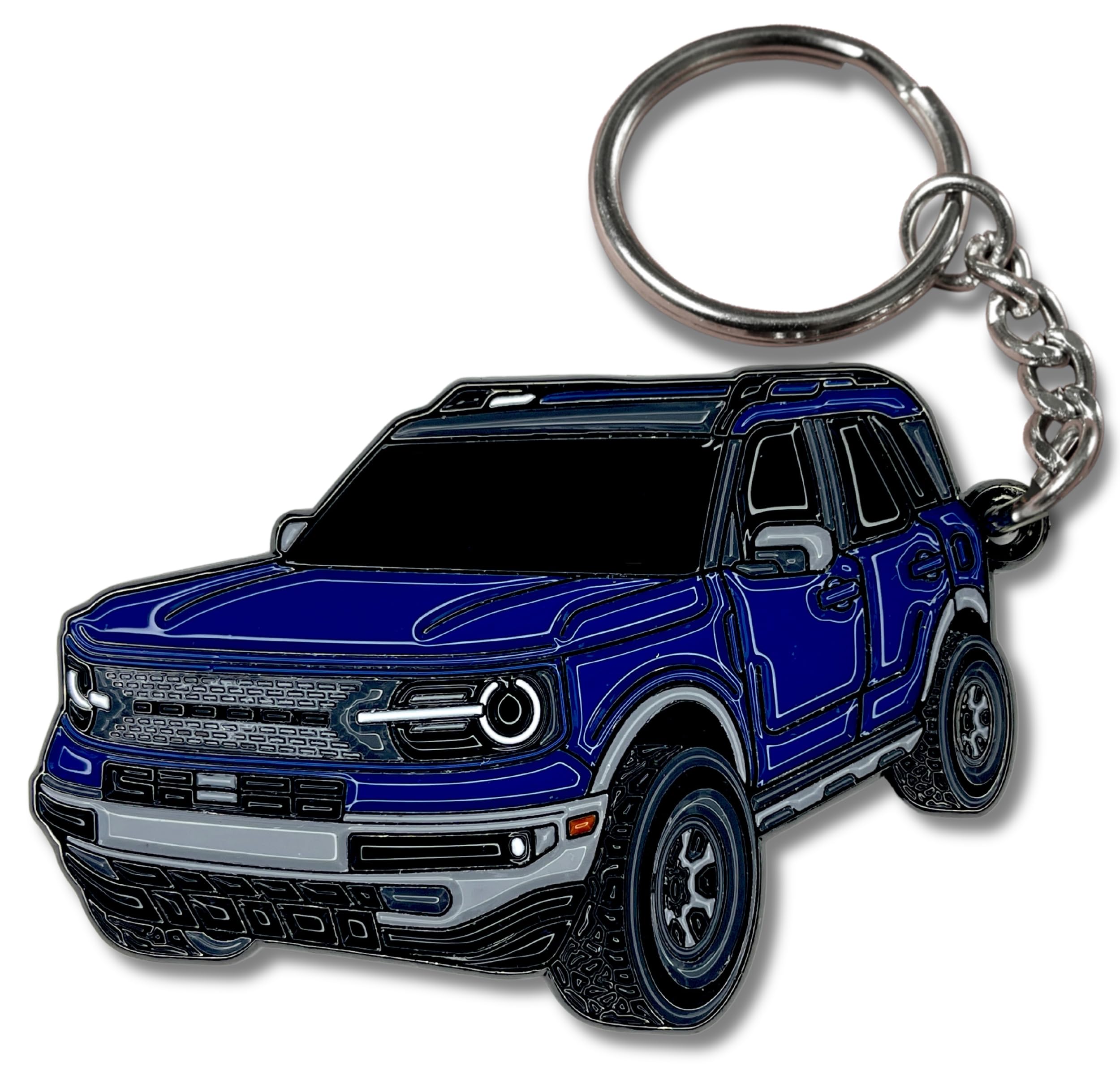 Four Wheel Beast Bronco Sport Keychain Compatible With Ford Bronco Accessories 2023 2024 4 Door Key Chain Fob Gift (Blue)