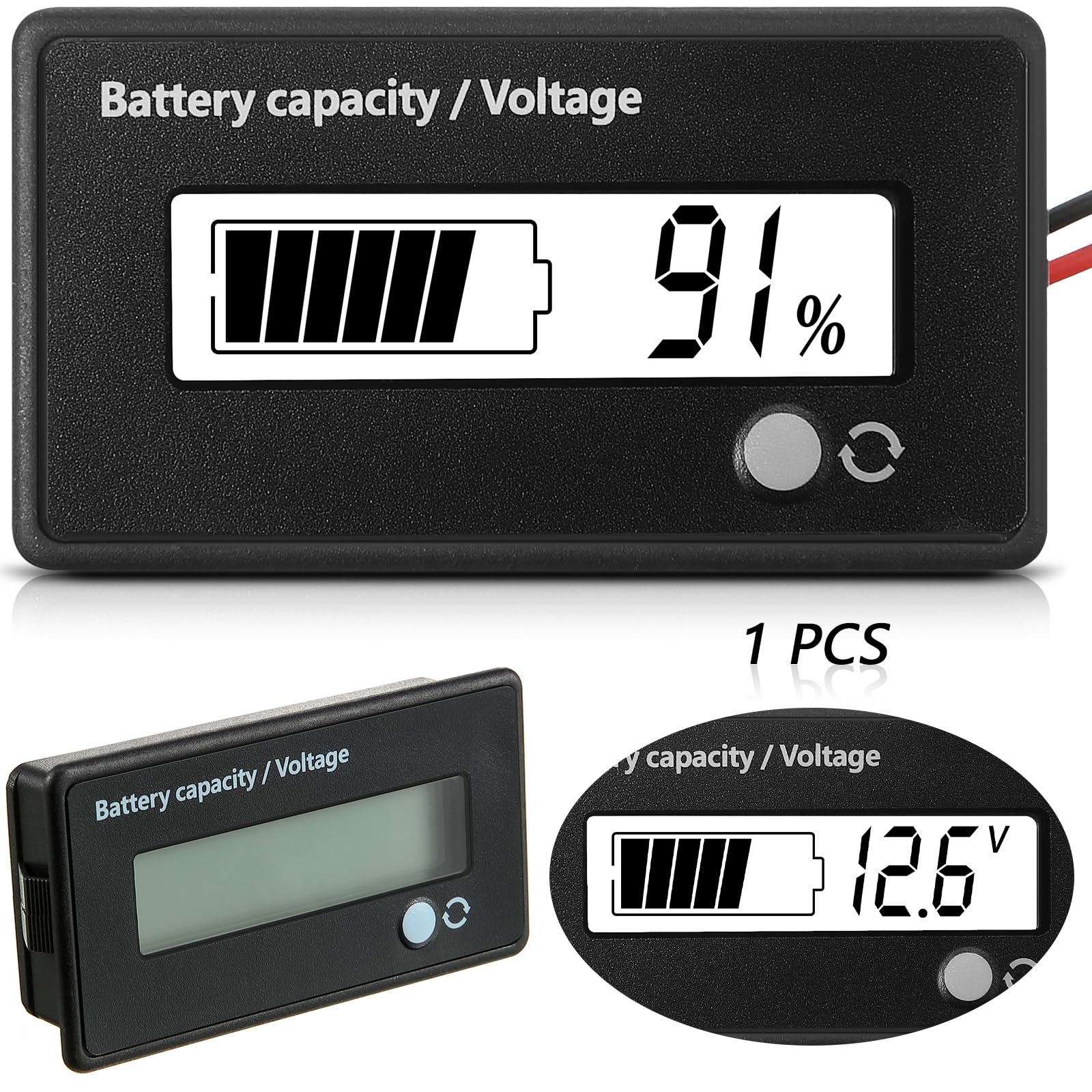Frienda Dc 12v 24v 36v 48v 72v Battery Meter with Alarm Battery Capacity Indicator Monitor Voltage Meter and Lithium Ion Indicat