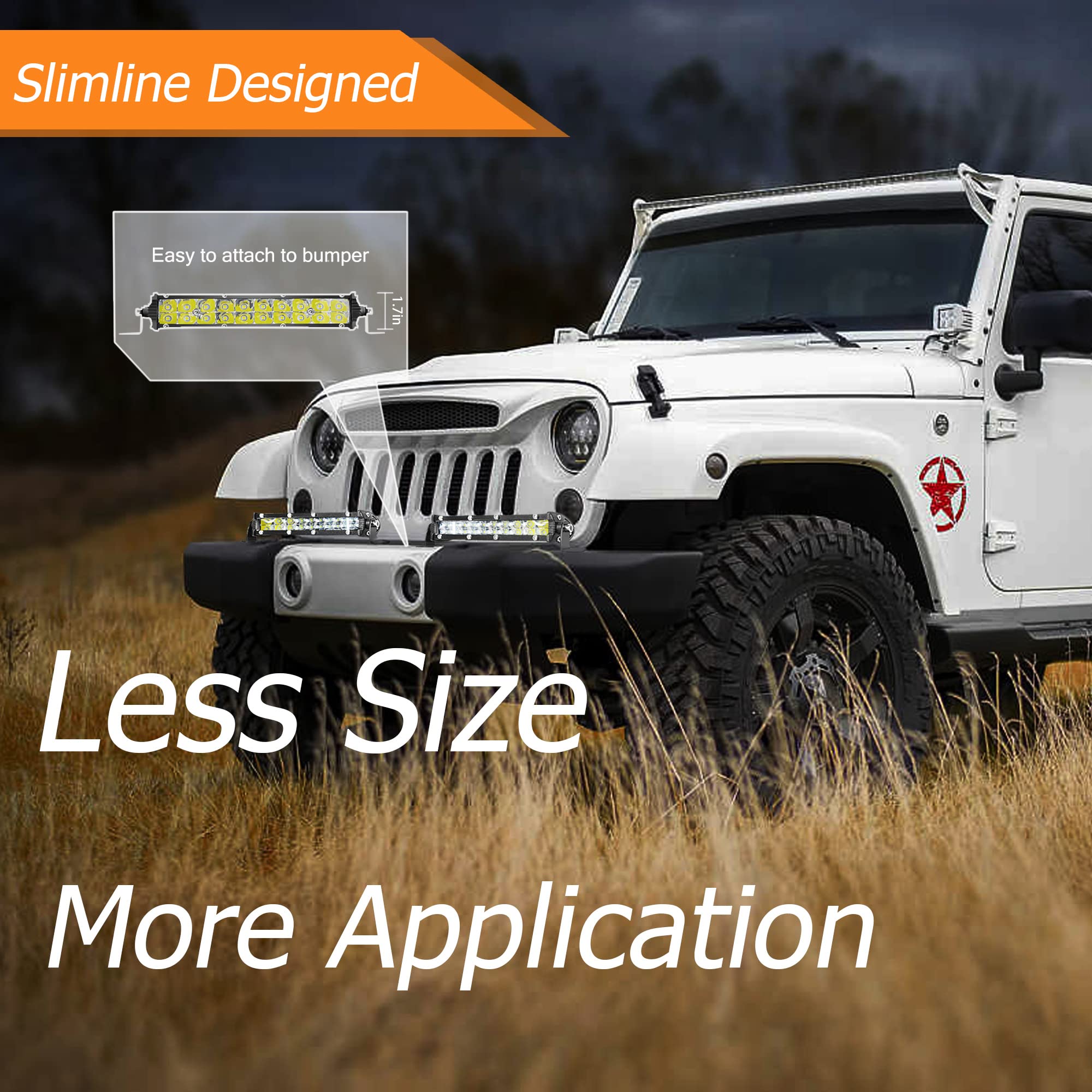 San-Young Slim 7 Inch Led Light Bars, 12V-60V Off Road Driving Truck Led Bar Lights 60W 6000Lm Combo Off Road Lights, Waterproof