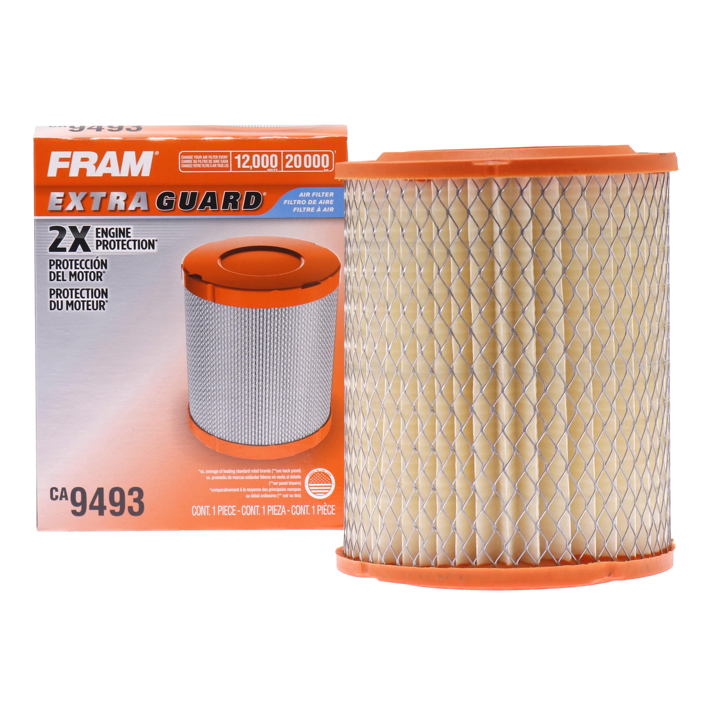 FRAM Extra Guard CA9493 Replacement Engine Air Filter for Select Acura and Honda Models, Provides Up to 12 Months or 12,000 Mile