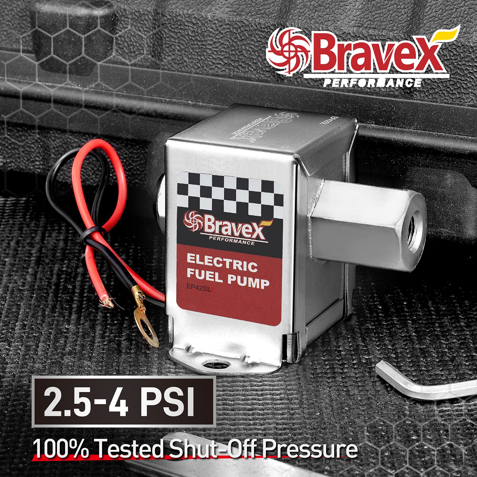 Bravex Inline Electric Fuel Pump Universal Dc 12V Low Pressure 2.5-4 Psi Petrol Diesel (Ep12S)