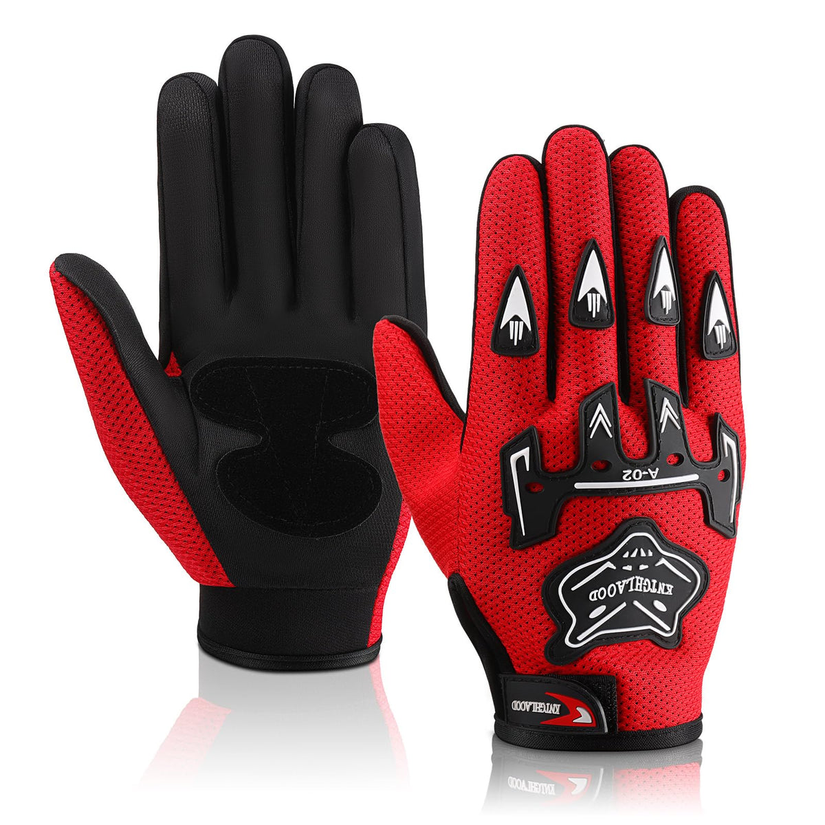 Frienda Motorcycle Gloves Riding Dirty Bike Gloves Racing Winter Power Sports Supplies For Riding Cycling Hiking Outdoor(Red,9.0