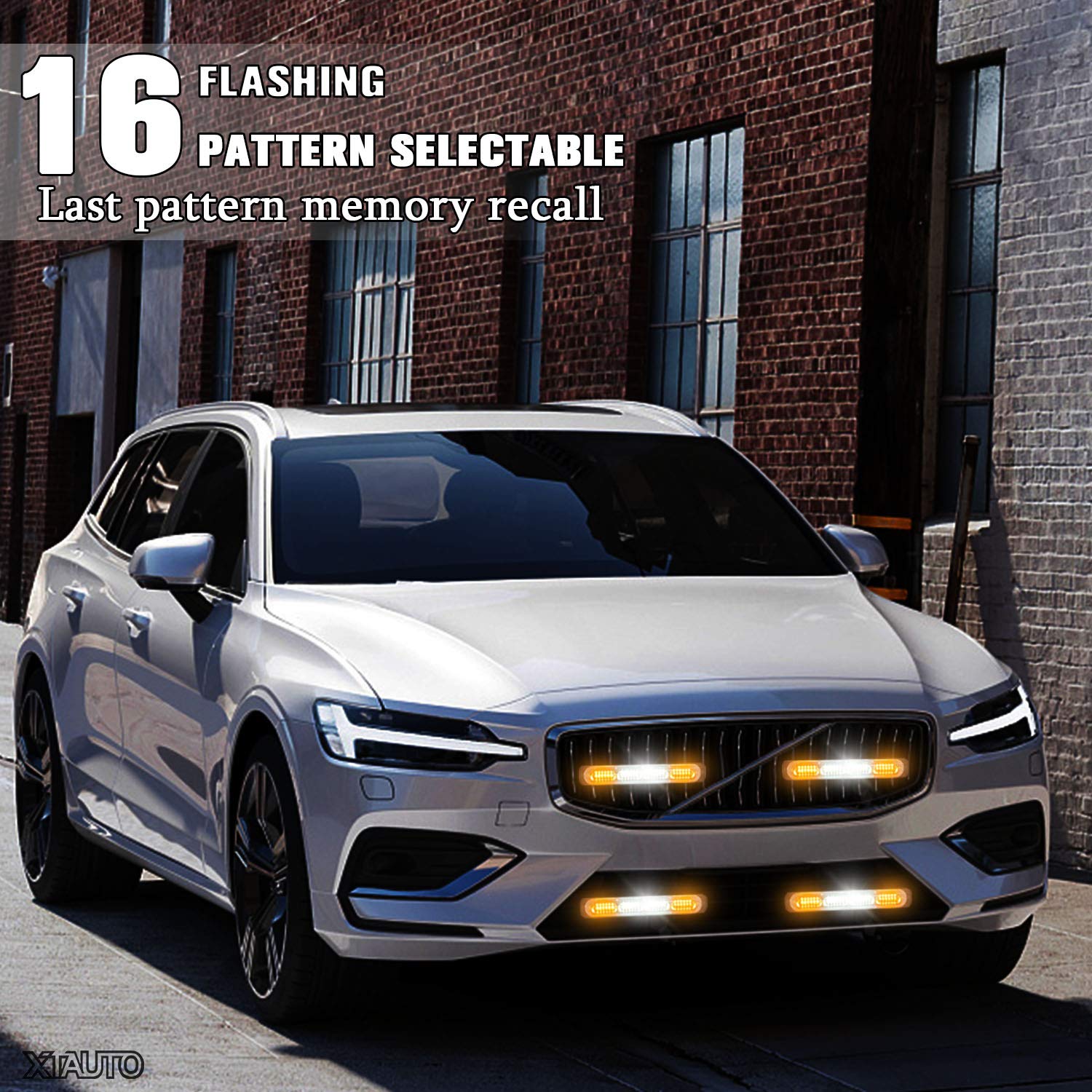 Xtauto Led Emergency Strobe Light 24-Led Amber White Amber Ultra-Thin Surface Mount Flashing Warning Beacon Hazard Construction