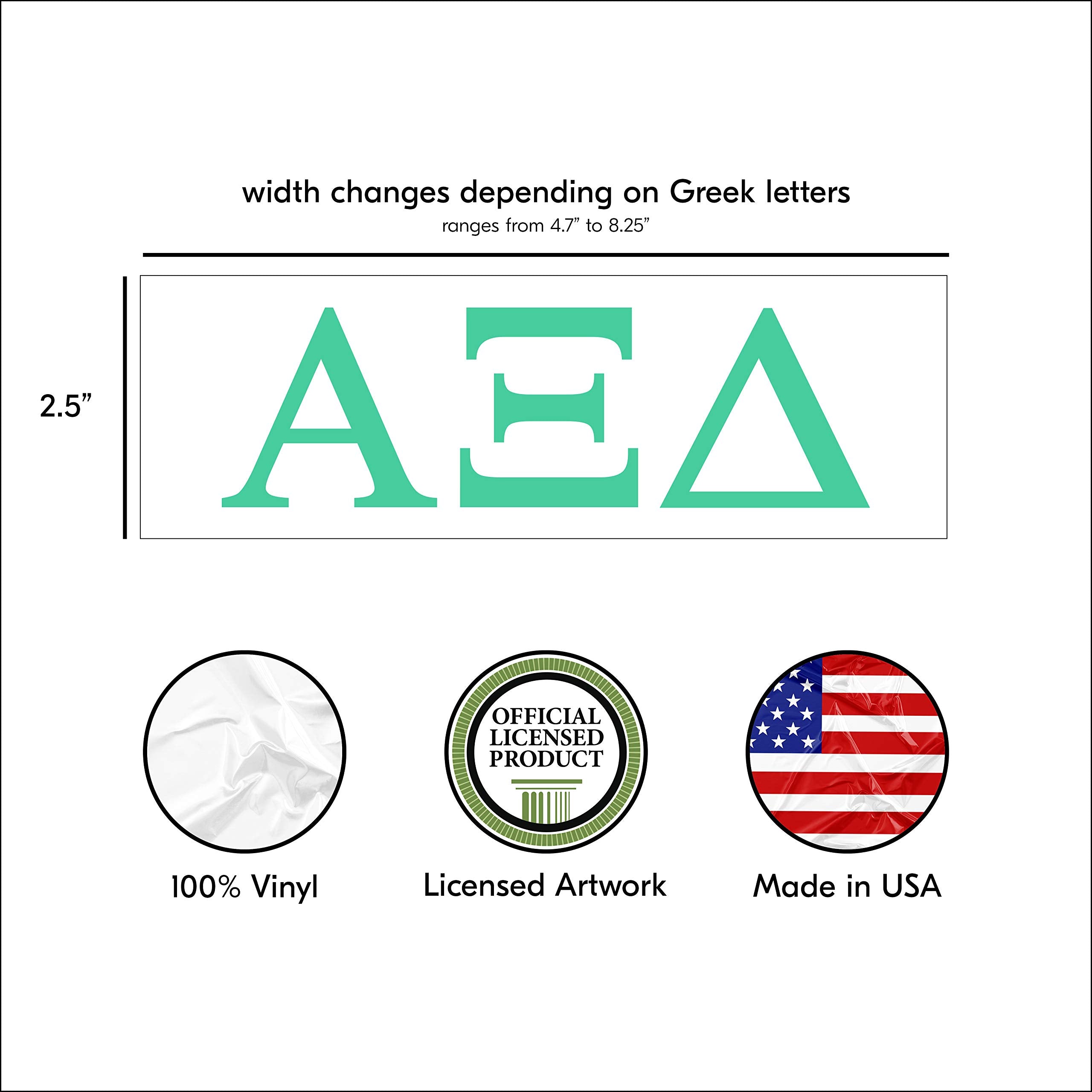 Pro-Graphx Alpha Sigma Tau Greek Sorority Sticker Decal, 2.5 Inches Tall, Mint