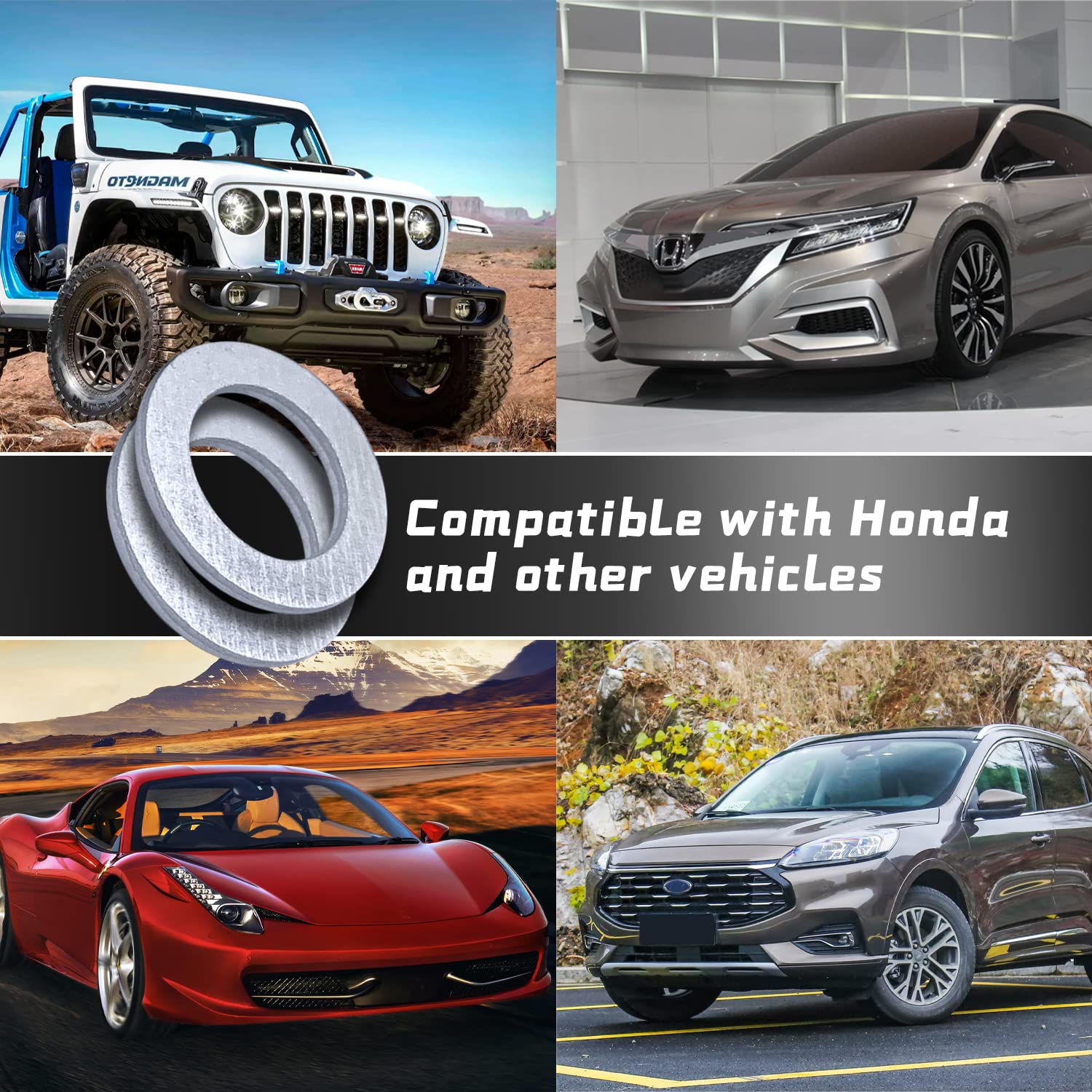 Miytsya 20 Pcs Oil Drain Plug Gasket Washer Crush Seal Silver – 14Mm Replacement For Honda - Oem 94109-14000 Fits Most Popular Models 1973-2022