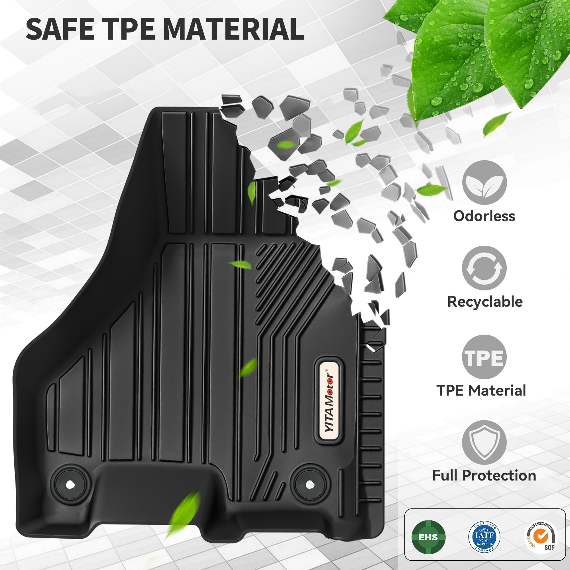 Yitamotor Floor Mats Fit For 2019-2024 Ram 2500/3500 Crew Cab, Tpe All Weather Dodeg Ram 2500 Floor Mats Include 1St & 2Nd Row,