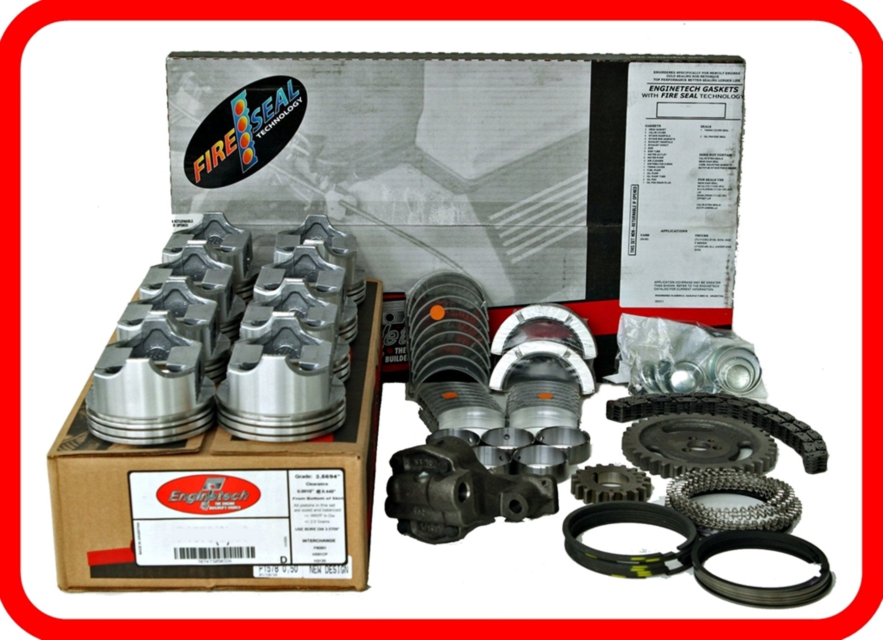 Engine Rebuild Overhaul Kit Fits: 1986-1992 Chevrolet Sbc Gm 350 5.7L V8 W/Flat-Top Pistons