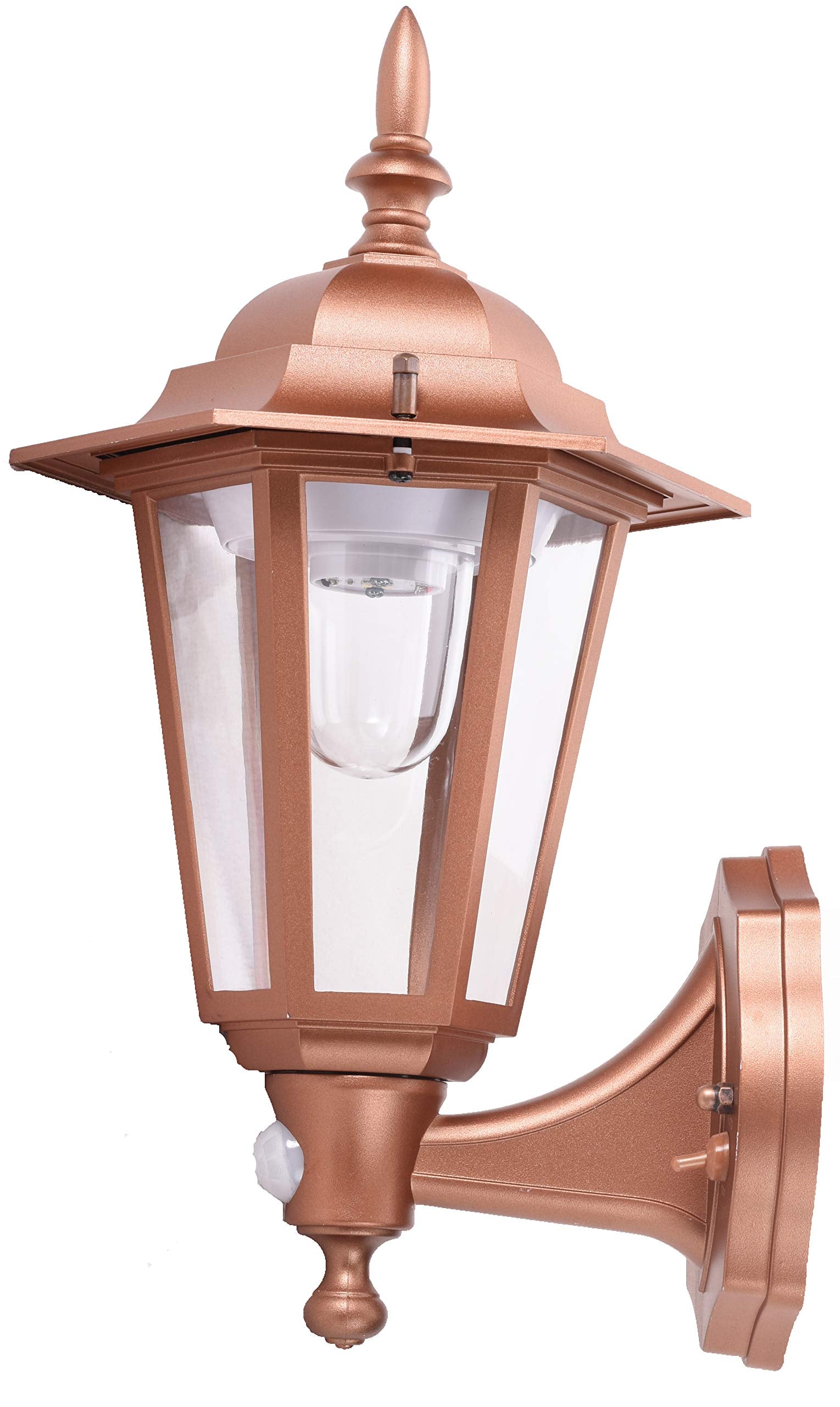 Maxsa 46719 Battery-Powered LED Motion-Activated Outdoor Wall Sconce-Copper-8.5'' x 6'' x 13