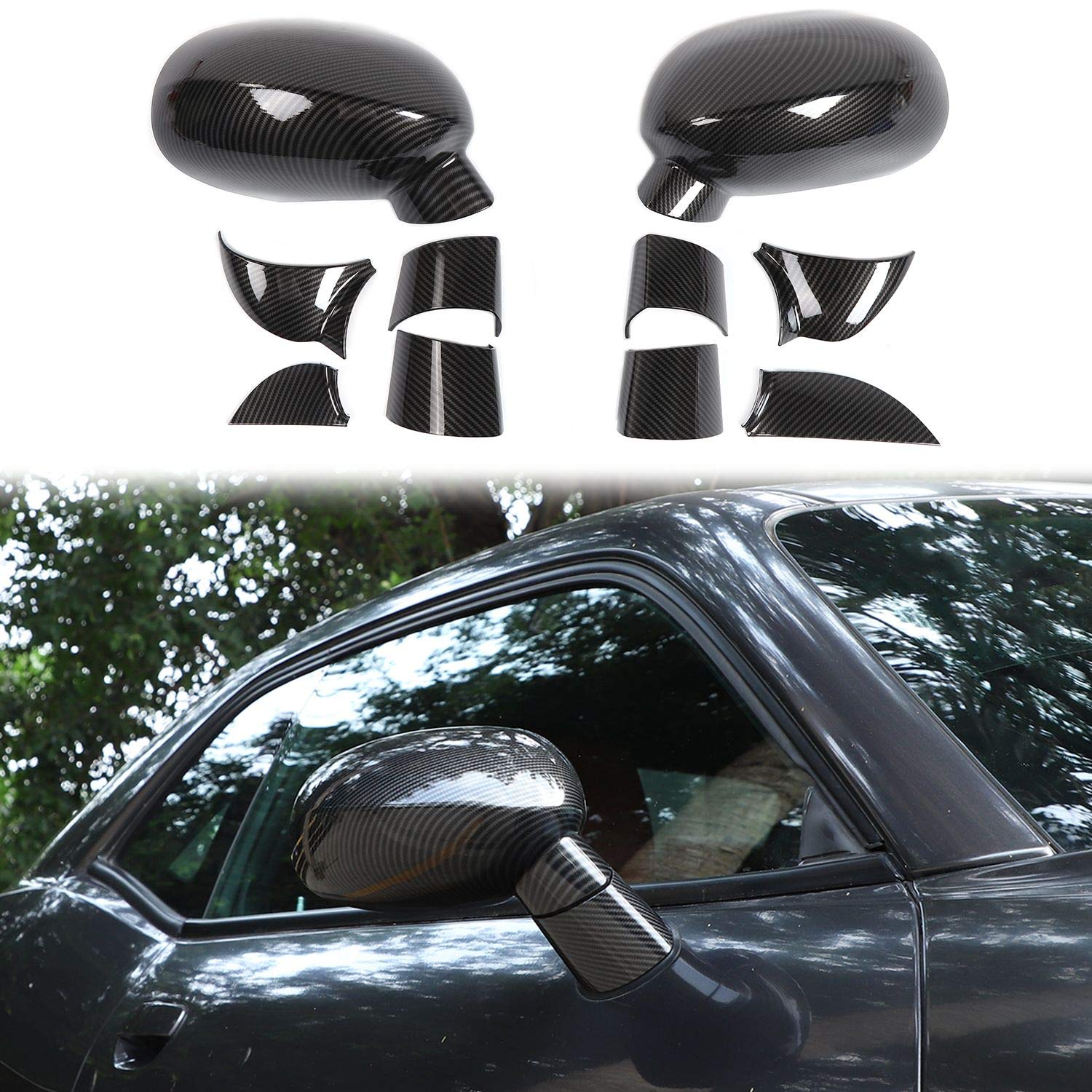 Voodonala For Challenger Abs Carbon Fiber Rearview Mirror Cover Side Mirror Trim Shell Cover Decoration Trim For 2009-2024+Dodge