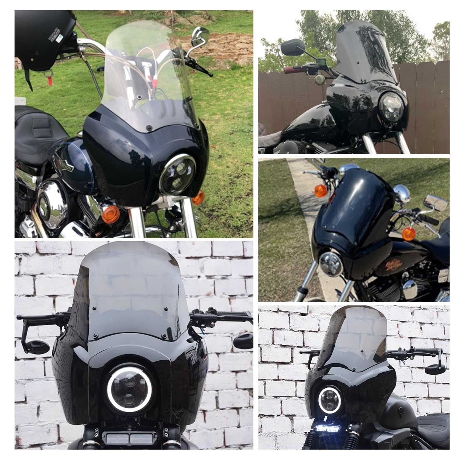 Fatecim Headlight Fairing With 15'' Smoke Windshield Windscreen For Harley Dyna T-Sport Fxdxt Fxd Fxdc Fxdb Fxdl Fxdls