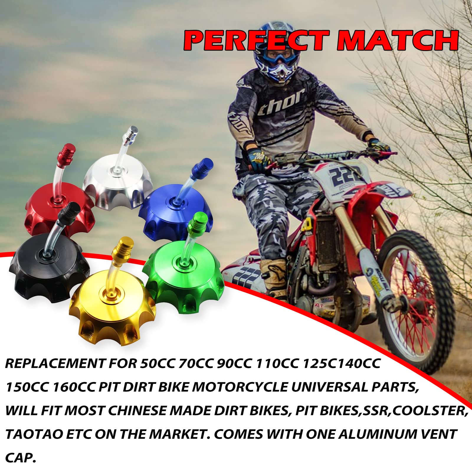 New Olym Cnc Aluminum Gas Fuel Tank Cover Cap With Breather Valve For 50Cc 90Cc 110Cc 150Cc Ssr Pit Dirt Motor Bike Black