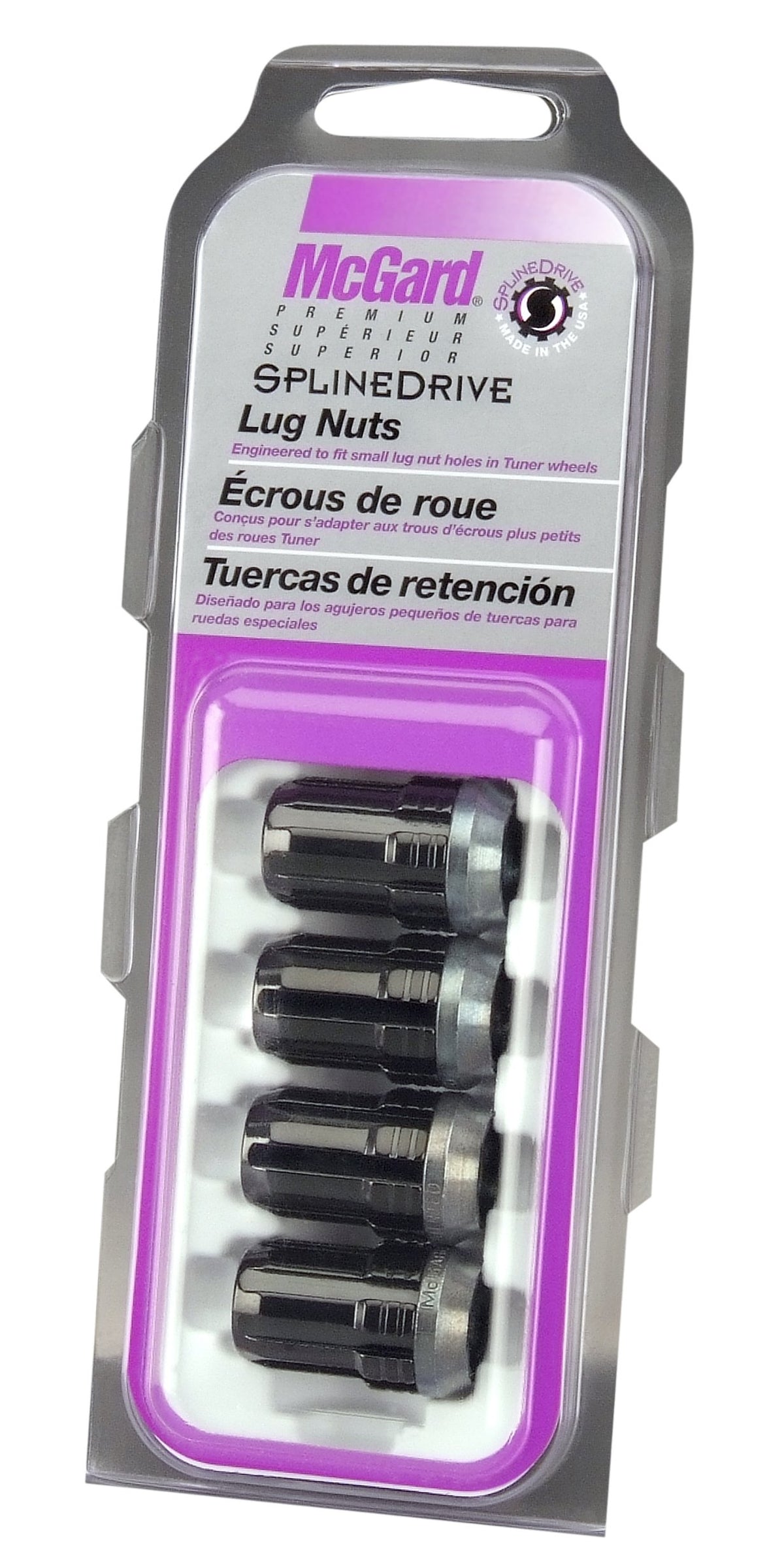 Mcgard 65357Bk Splinedrive Lug Nut Set, M12 X 1.5 Thread Size, Chrome/Black