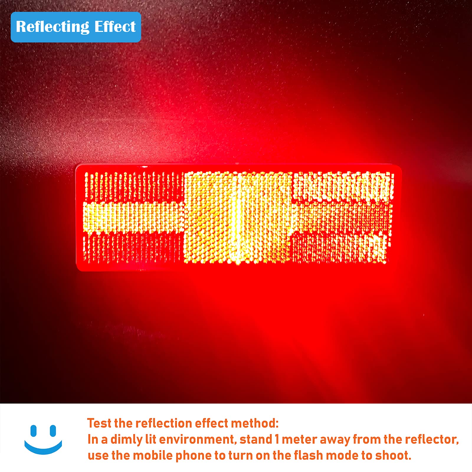 Welnent 4A / Gb23254 / Ccc 2Pcs Rectangle Reflector Self Adhesive Stick On Trailer Driveway Mailbox (Red, Self-Adhesive)