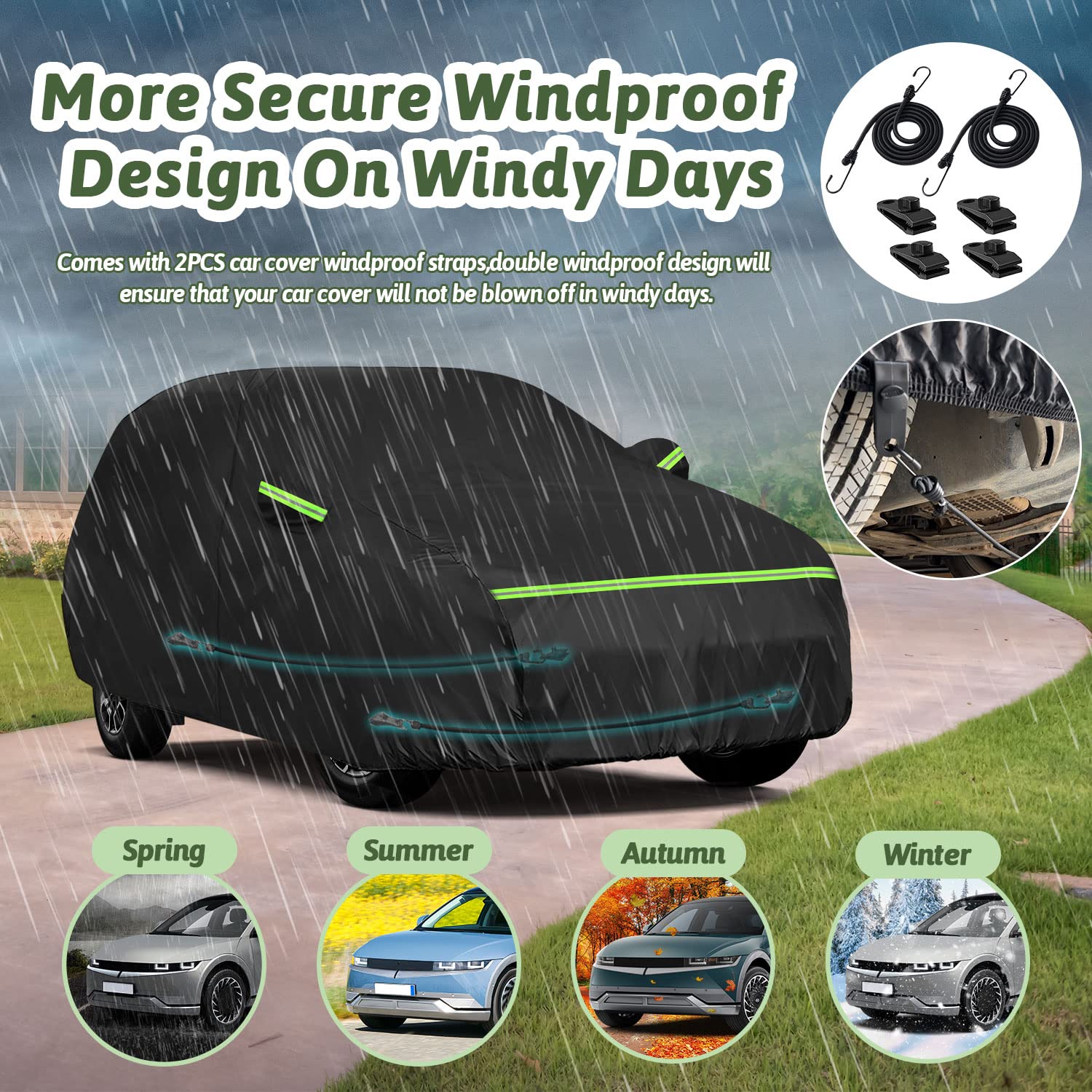 Car Cover for 2022-2025 Hyundai Ioniq 5, Waterproof All Weather Rain Sun UV Protection Heavy Duty Full Car Cover with Charge Por