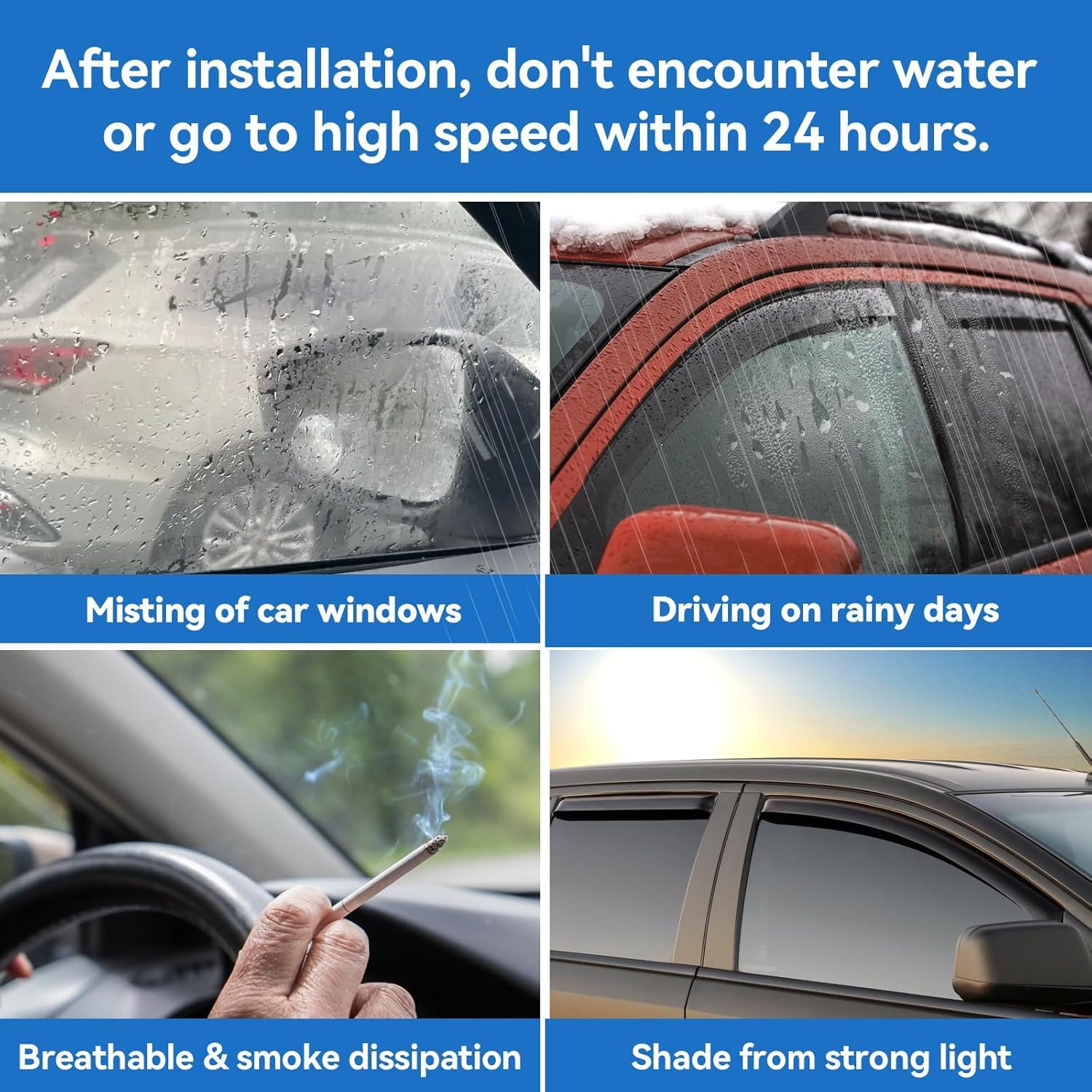 Window Rain Guards For 2007-2013 Chevy Silverado & Gmc Sierra 1500 For Extended Cab, Window Visor Vent Wind Shade Deflector Shie