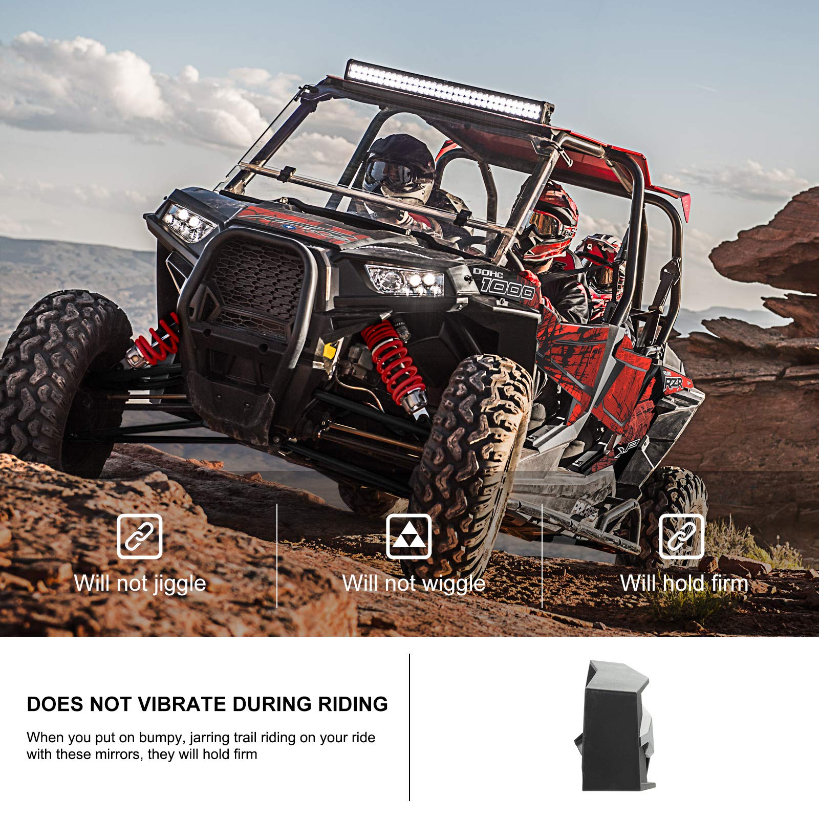 Kiwi Master Side Mirrors Compatible For 2014-2023 Polaris Rzr Xp 1000 4 S 900 Turbo Trail Accessories Adjustable Folding Rear Vi