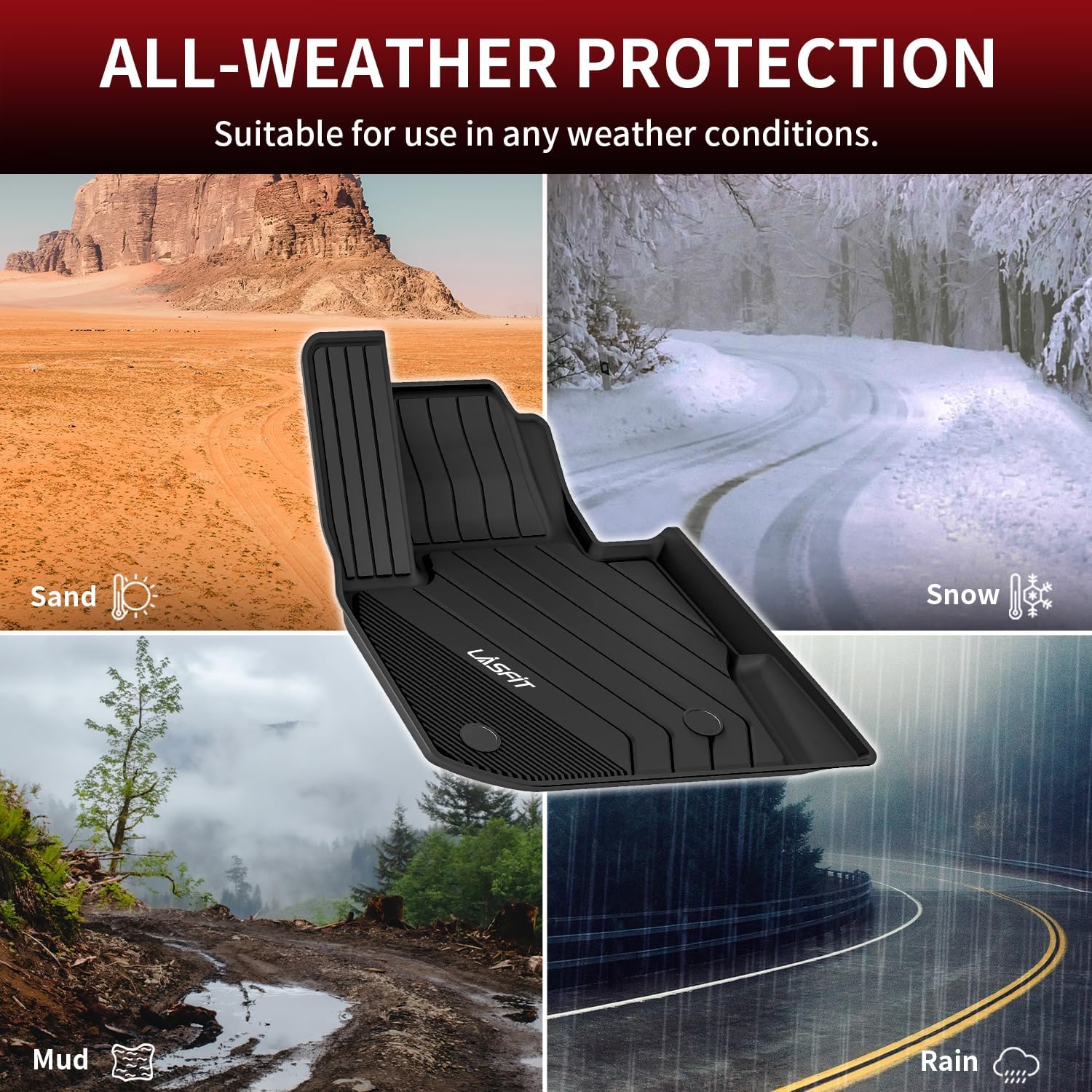 Lasfit Floor Mats Fit For Bmw X3 2018-2024/ Bmw X4 2019-2024, Custom Fit Tpe All Weather Waterproof Floor Liners Front & Rear Ro