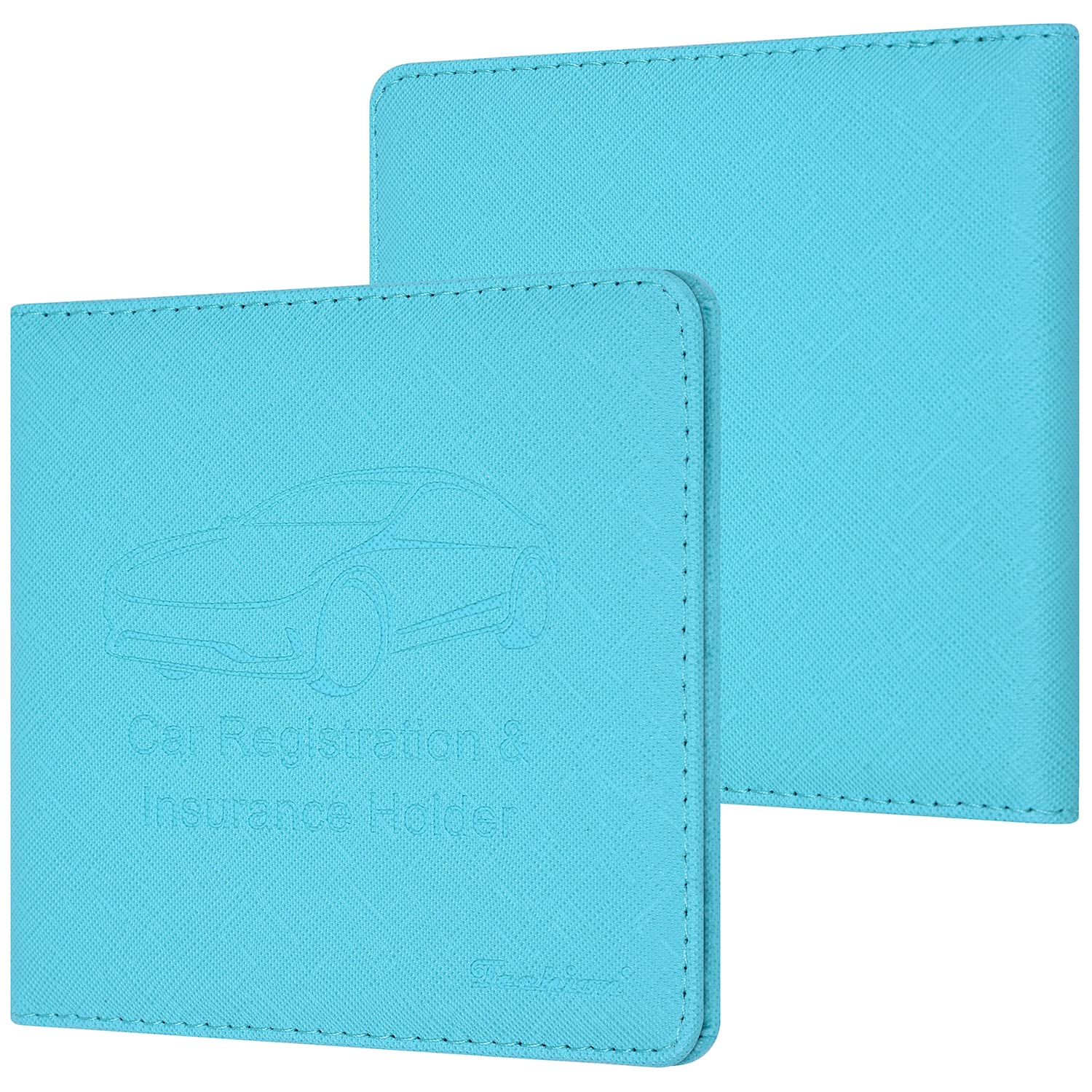 Techion Car Insurance And Registration Holder, 5.5 X 5 Inch Pu Leather Vehicle Glove Box Organizer Wallet Case For Insurance Card, Driver License, Paperwork - Mint Green