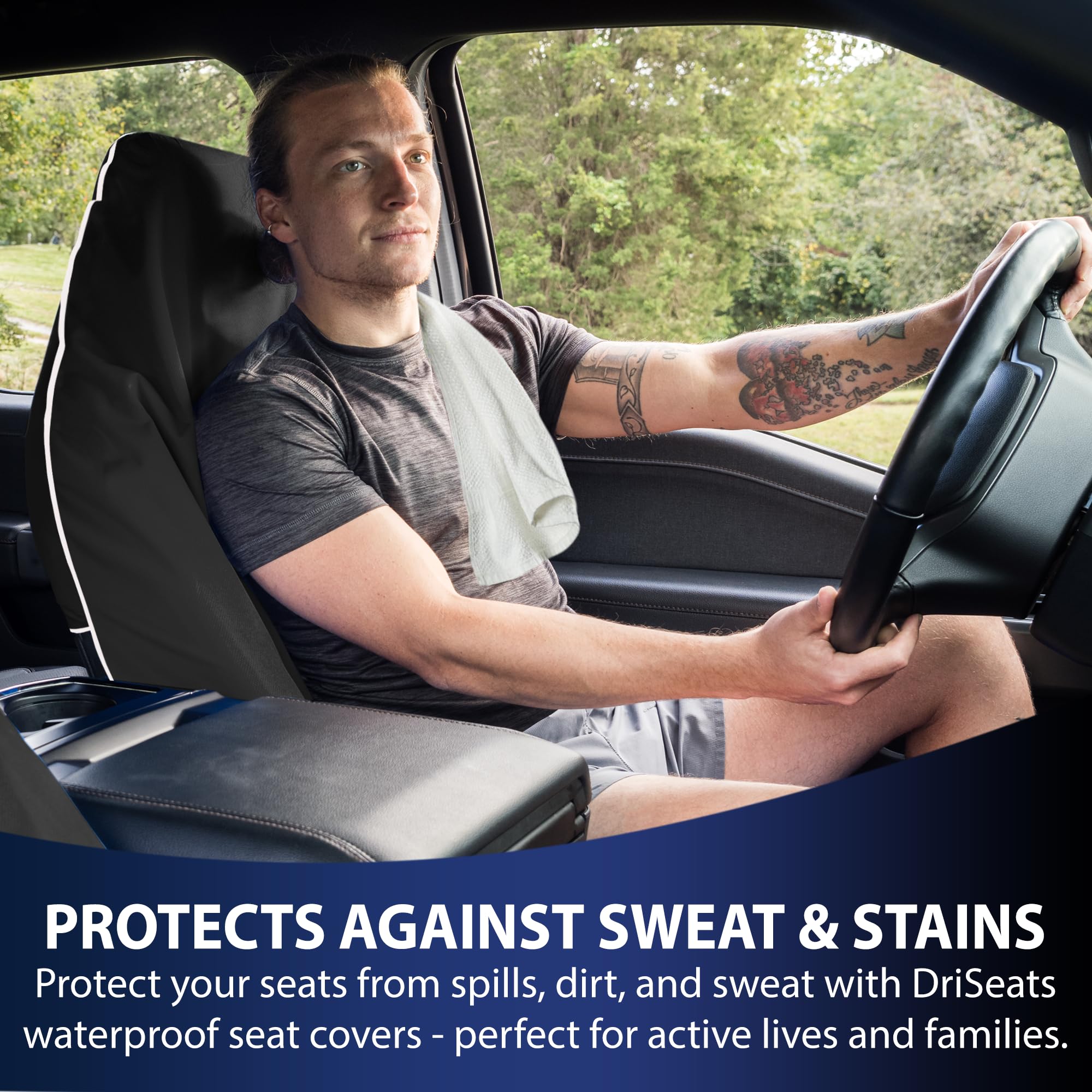Dri Seats Waterproof Car Seat Cover - Premium Sweat Towel With Slip Resistant Backing For Front Seats In Cars, Trucks, Suvs - Un