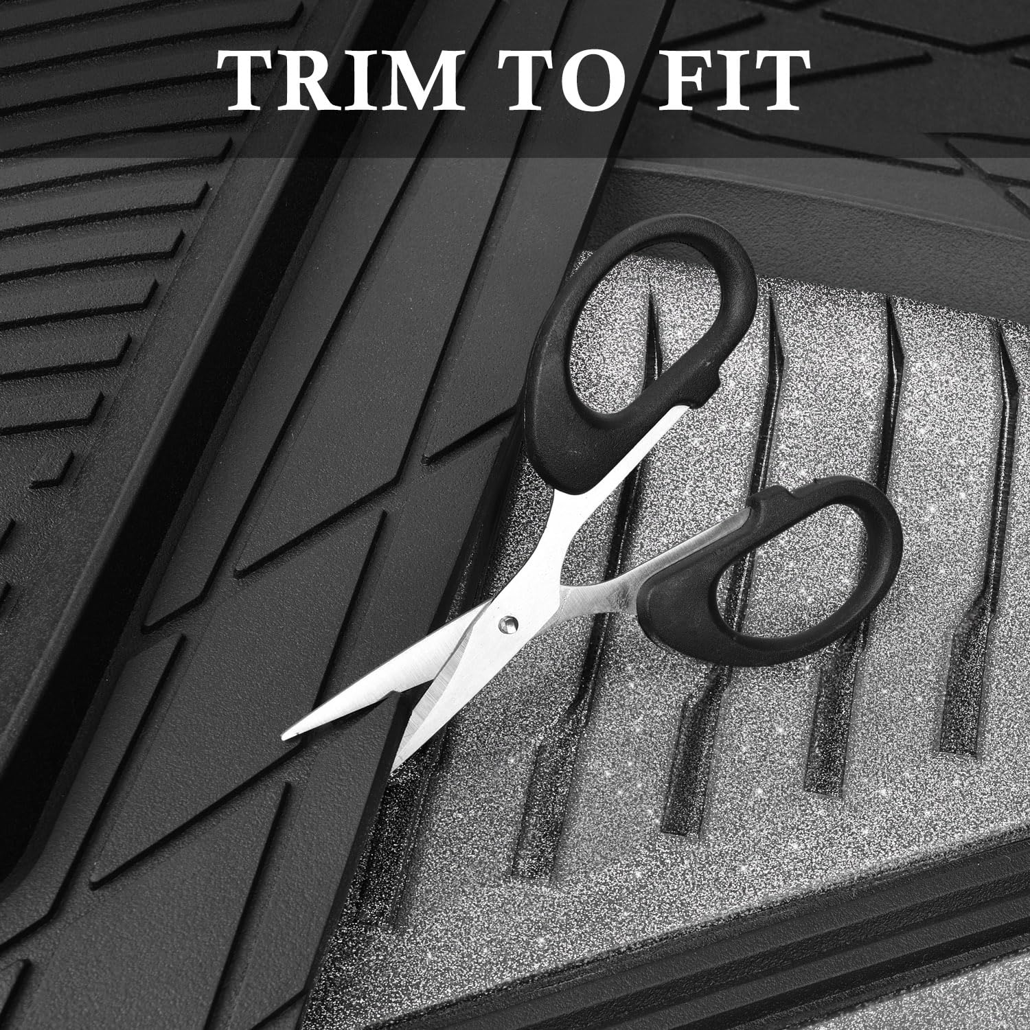 Car Pass Heavy Duty Rubber Car Mats, Deep Dish Car Floor Mats All Weather Car Mats Full Set 4-Piece Trim To Fit For Sedan Suv Tr