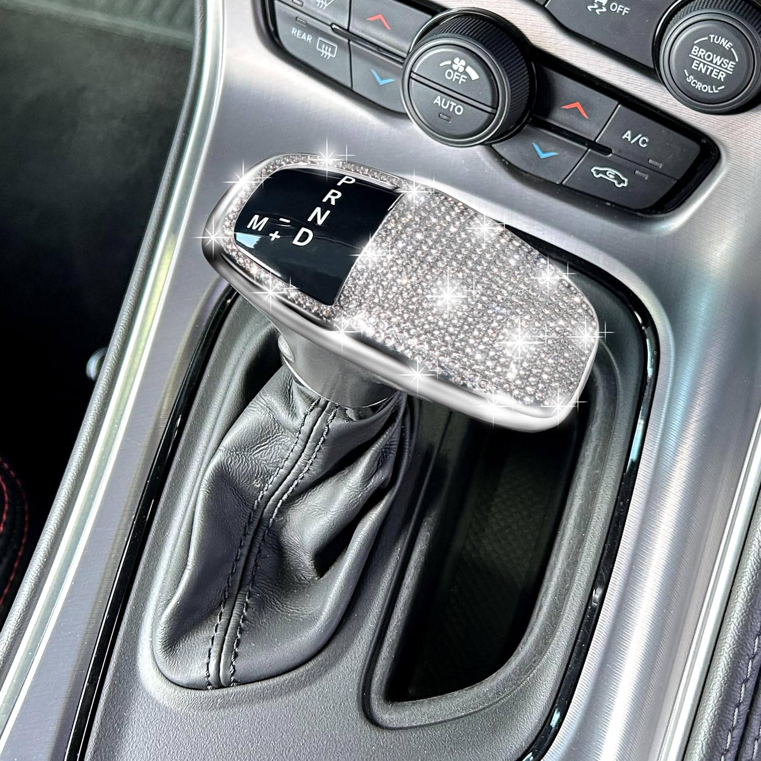 Remoch Gear Shift Knob Head Cover Bling Trim For Dodge Charger Accessories 2015-2023 Challenger 2015-2024 Durango 2016-2025 Meta