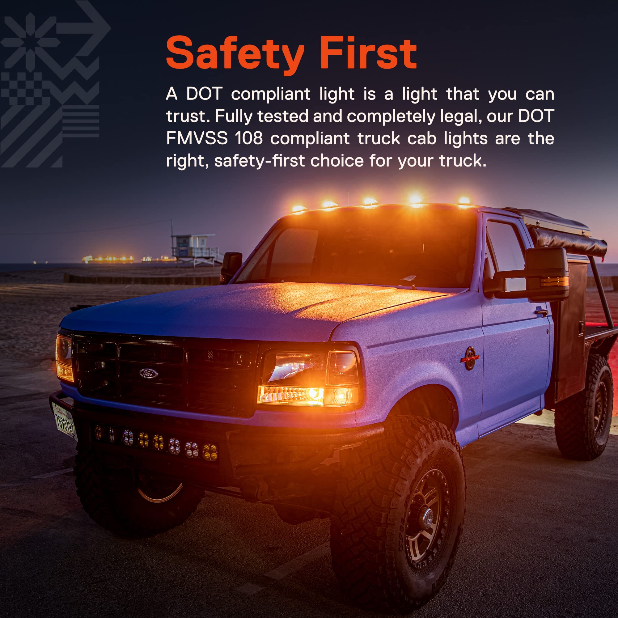 True Mods Amber Led Teardrop Cab Marker Light Kit [Chrome Base] [Dot Fmvss 108] [Sae P2Pc] [Universal Fit] Tear Drop For Truck R