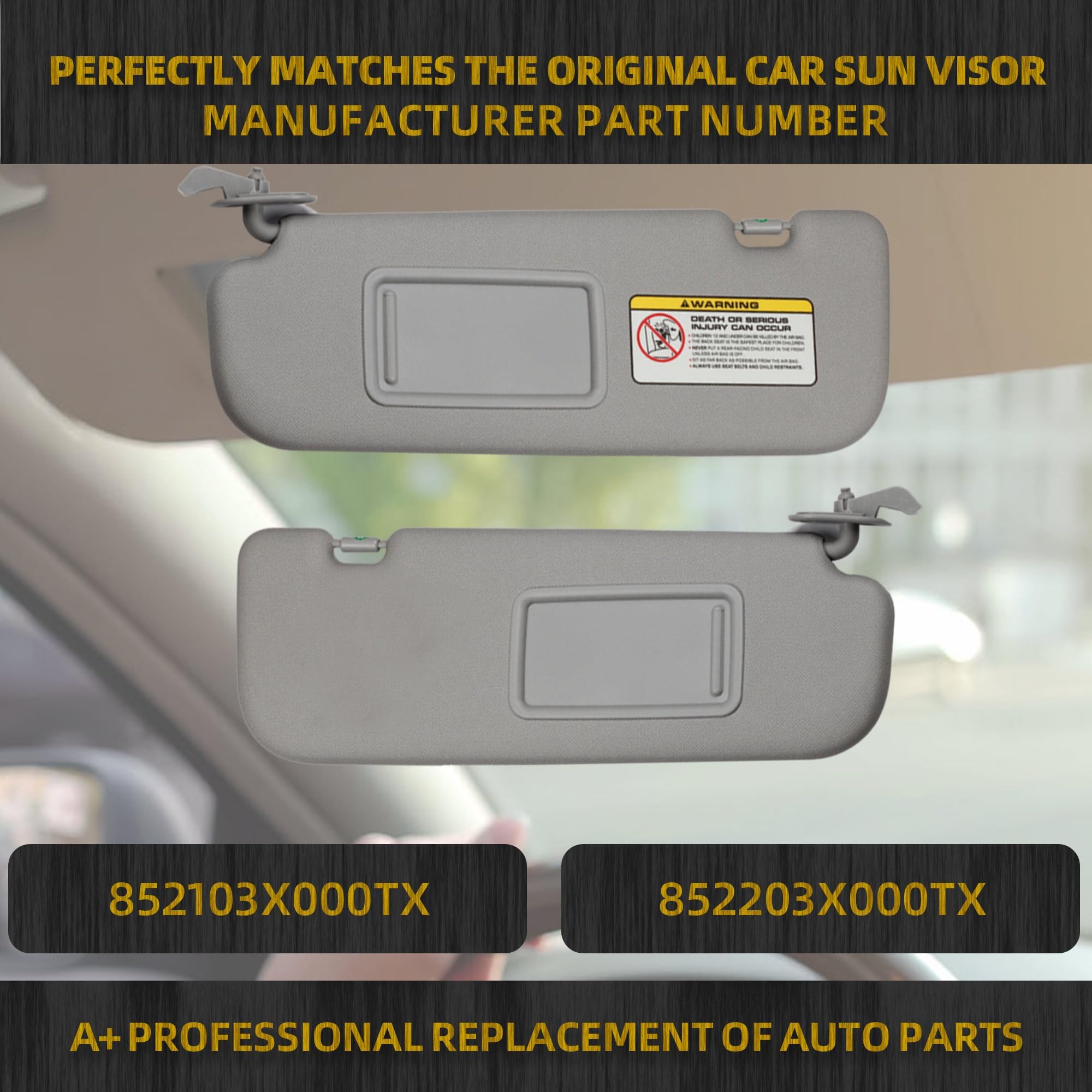 Dasbecan Gray Pair Sun Visor Compatible With Hyundai Elantra 2011 2012 2013 2014 2015 Replaces# 852103X000Tx