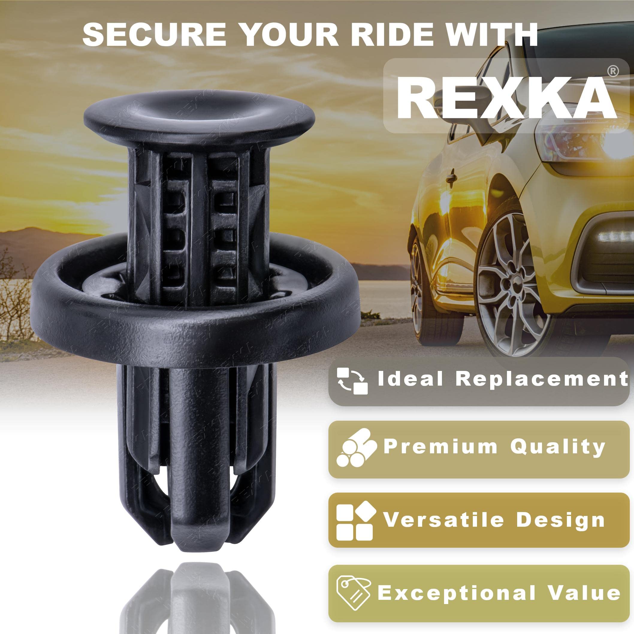 Rexka 40pcs Rear Front Bumper Cover Fender Grille Under Cover Push-Type Retainer Clip Fastener Rivet 91505-TM8-003 for Honda Acu