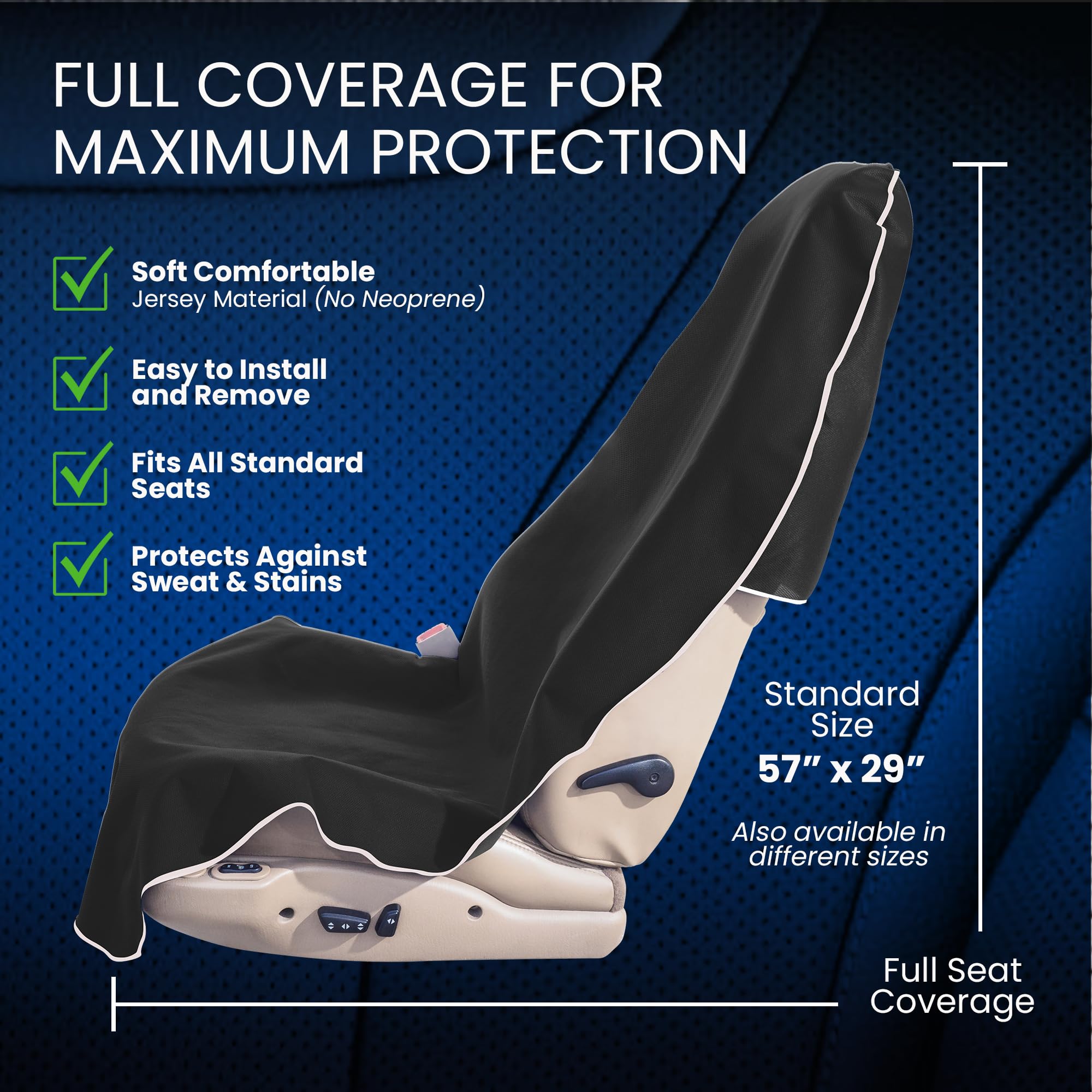 Dri Seats Waterproof Car Seat Cover - Premium Sweat Towel With Slip Resistant Backing For Front Seats In Cars, Trucks, Suvs - Un