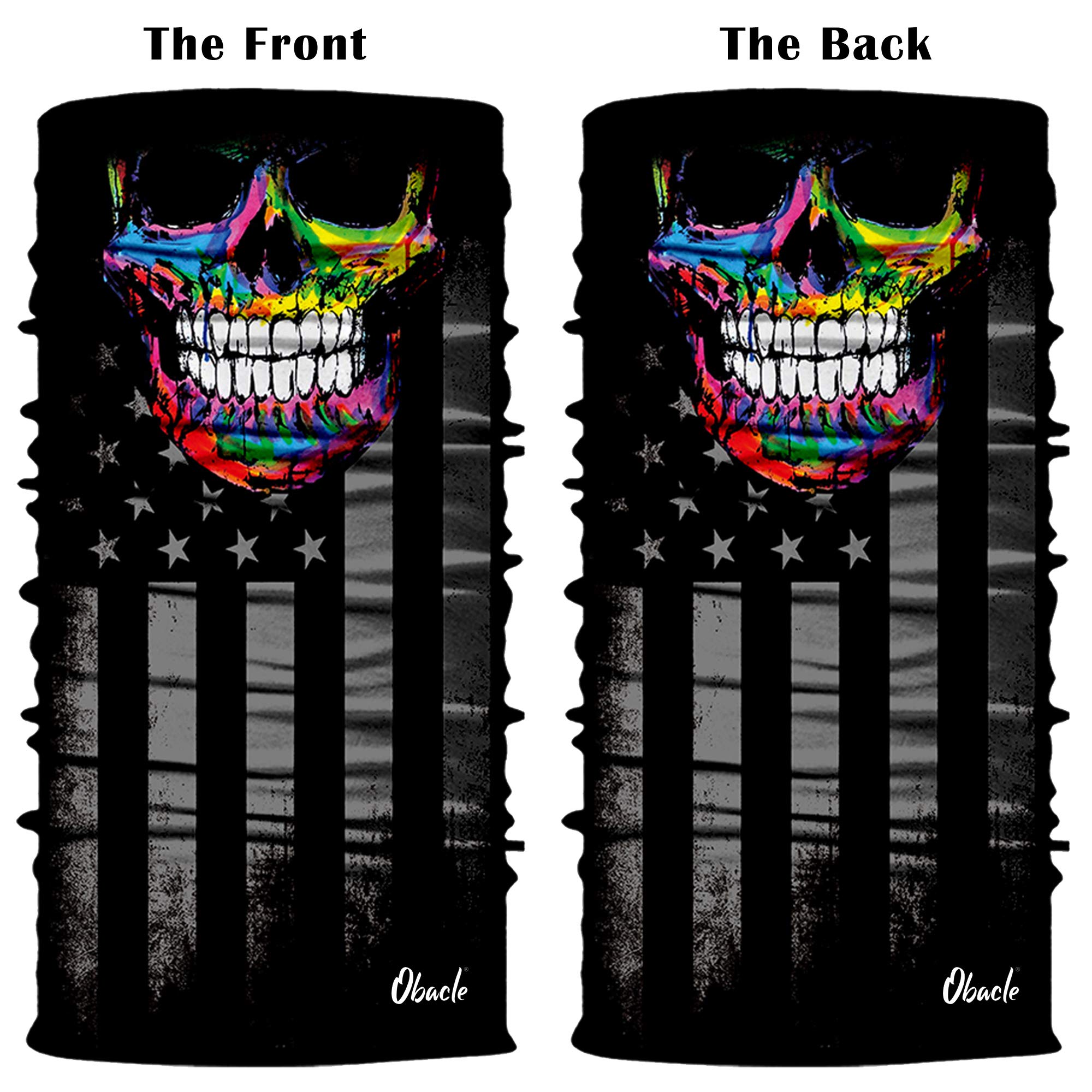 Obacle Skull Face Mask Half Sun Dust Wind Protection, 3D Tube Mask Seamless Durable Face Mask Bandana Skeleton Face Mask Motorcy