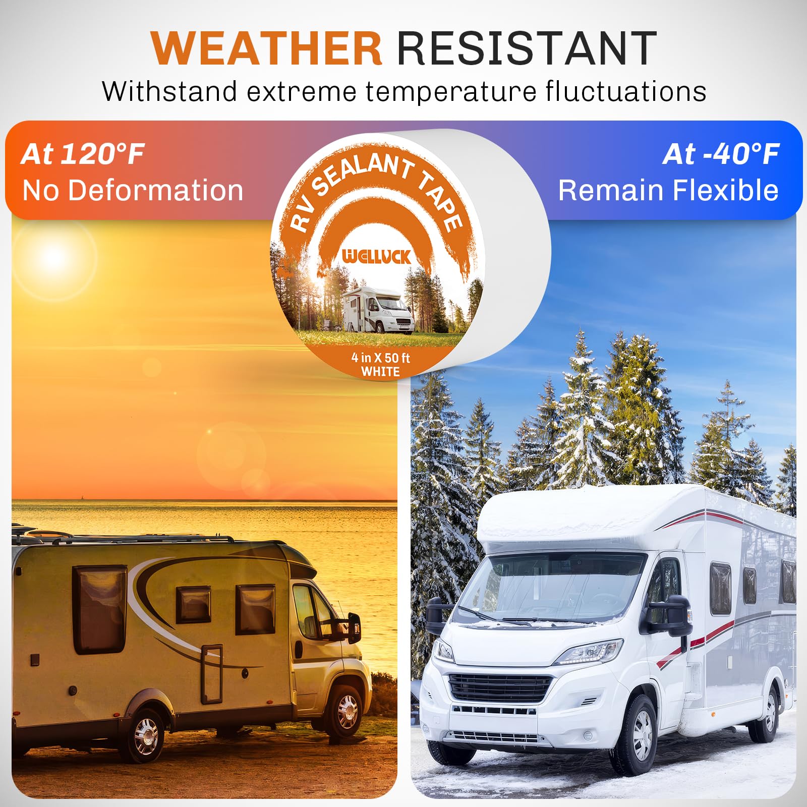 Welluck Rv Roof Tape Sealant Roofing Tape, 4 Inch X 50 Foot Natural White Rv Tape For Roof Repair Camper Trailer Boat Sealing Le