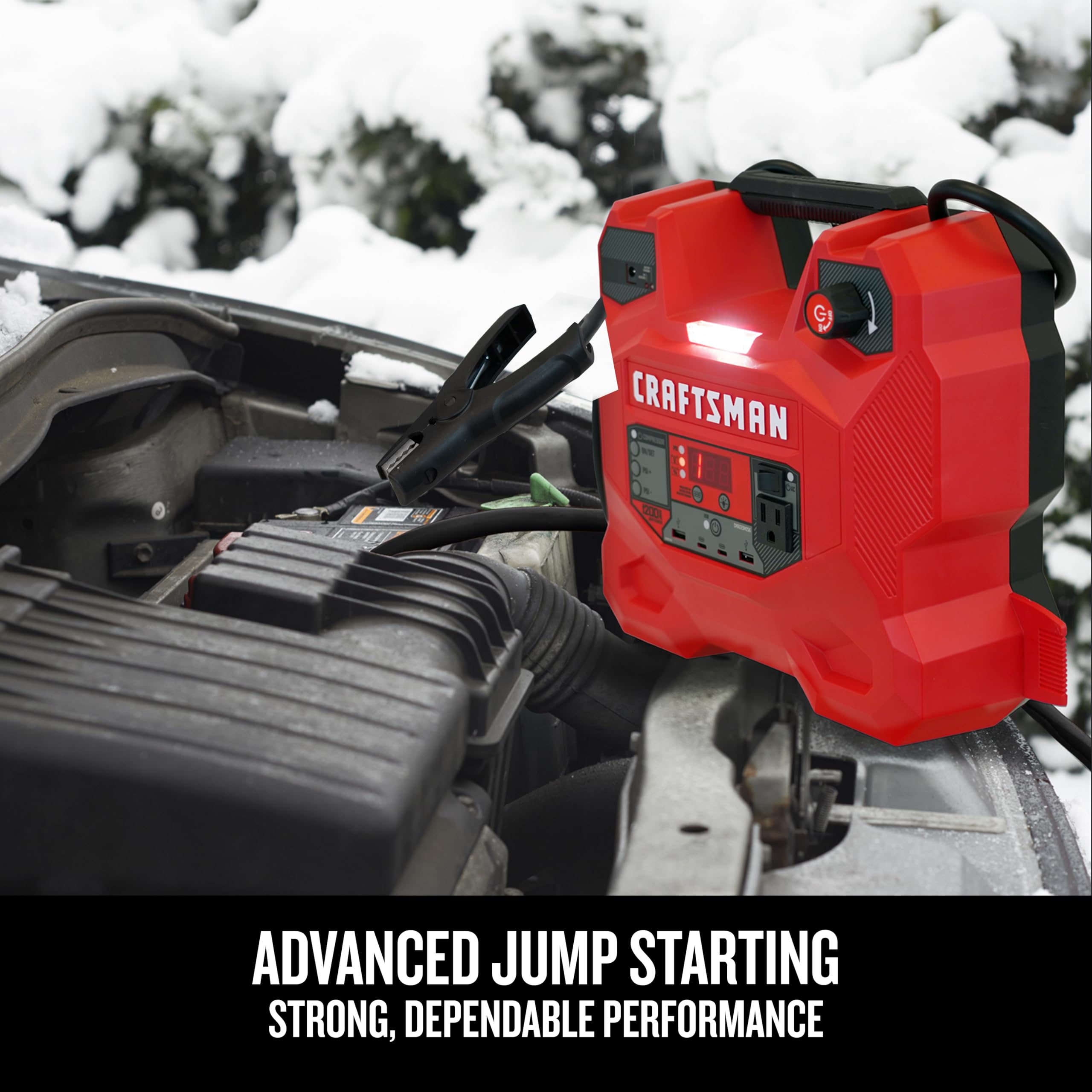 CRAFTSMAN Jump Starter and Portable Power Station, 100-PSI Air Compressor, CMXCESM256, 5-in-1, 1200 Amps, 12 Volt, 200 Continuou
