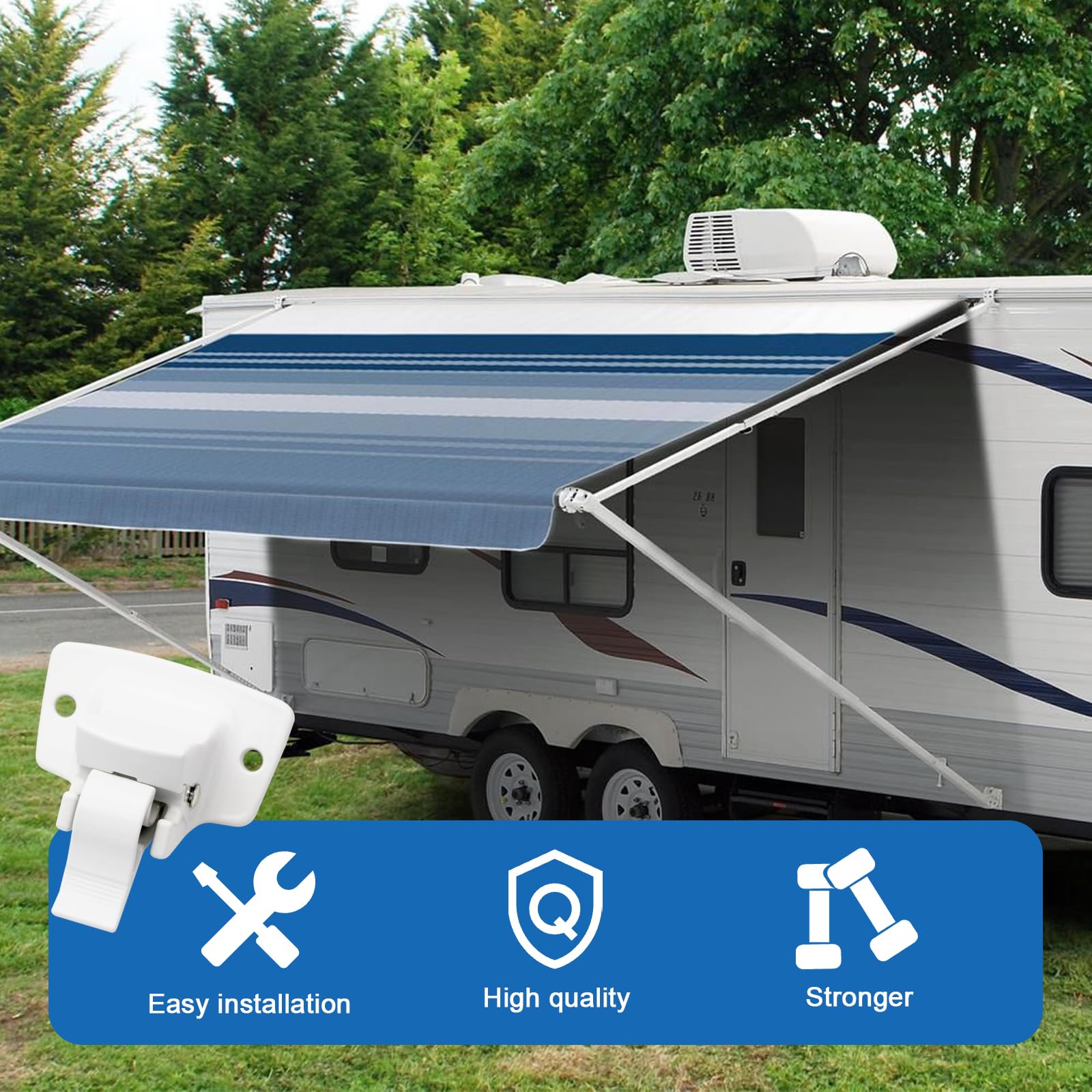 2pcs Bottom Bracket Kit, Wall Mount Bracket Assembly for RV Camper Trailer, Awning Mounting Bracket Fits for RV Camper Trailer 3