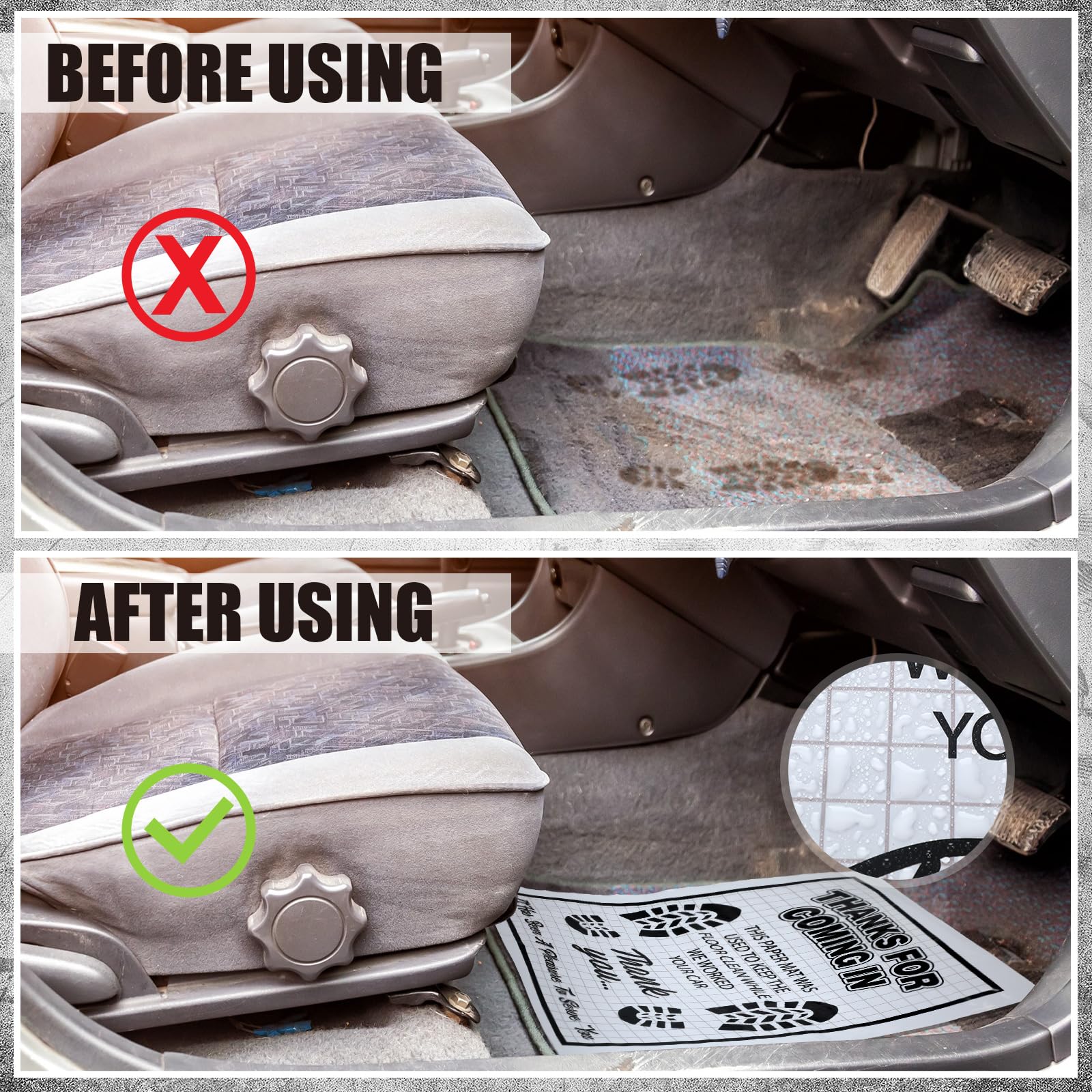 Drydiet 500 Pcs Waterproof Car Floor Mats Covers PE Plastic Protector Automotive Floor Mats Disposable Auto Vehicles Pads Car Ve