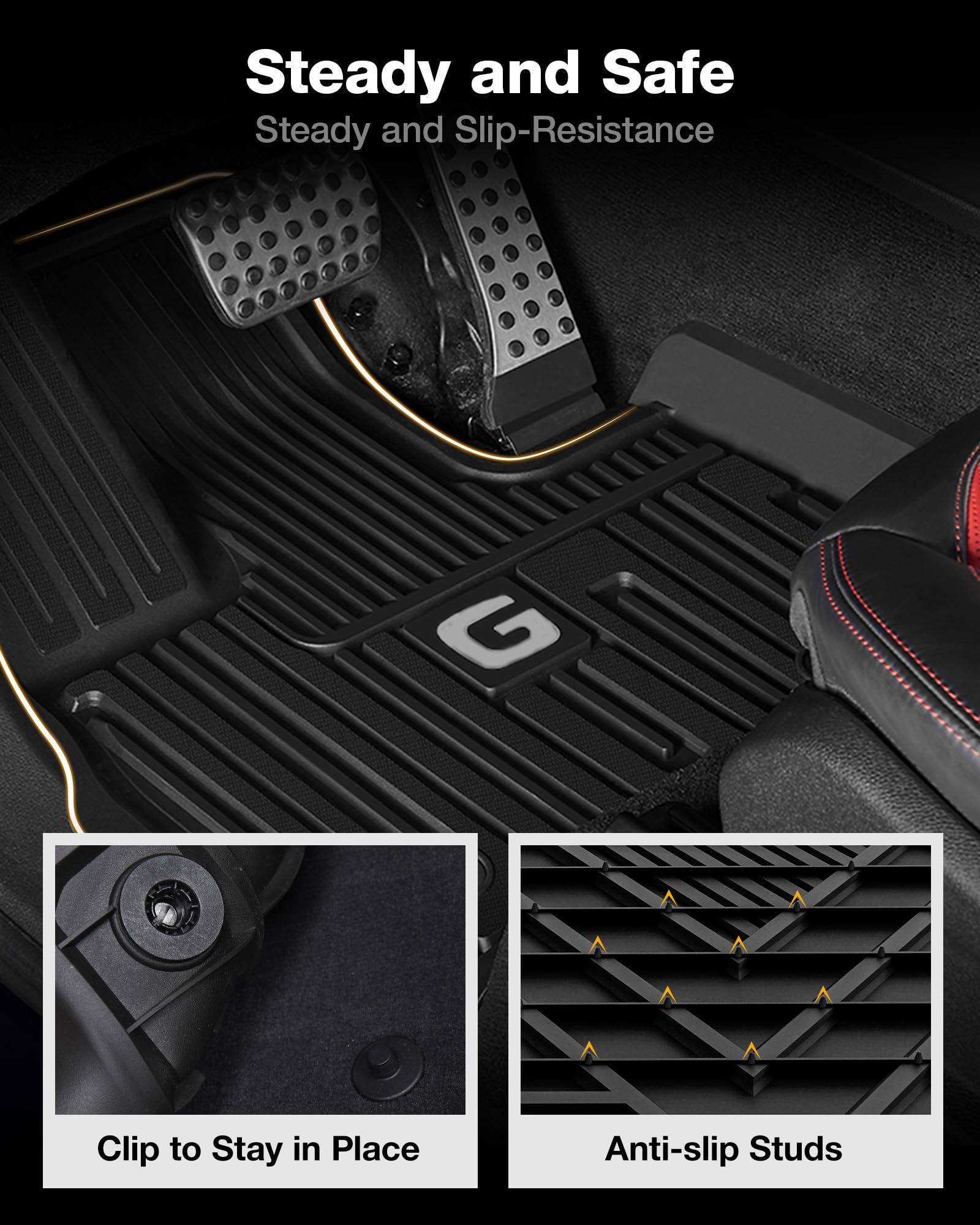 3W Floor Mats&Cargo Liner Fit For 2019-2024 2025 Mercedes-Benz G Class/G500/G550/Amg G63 Suv Tpe All Weather Custom Fit Floor Li